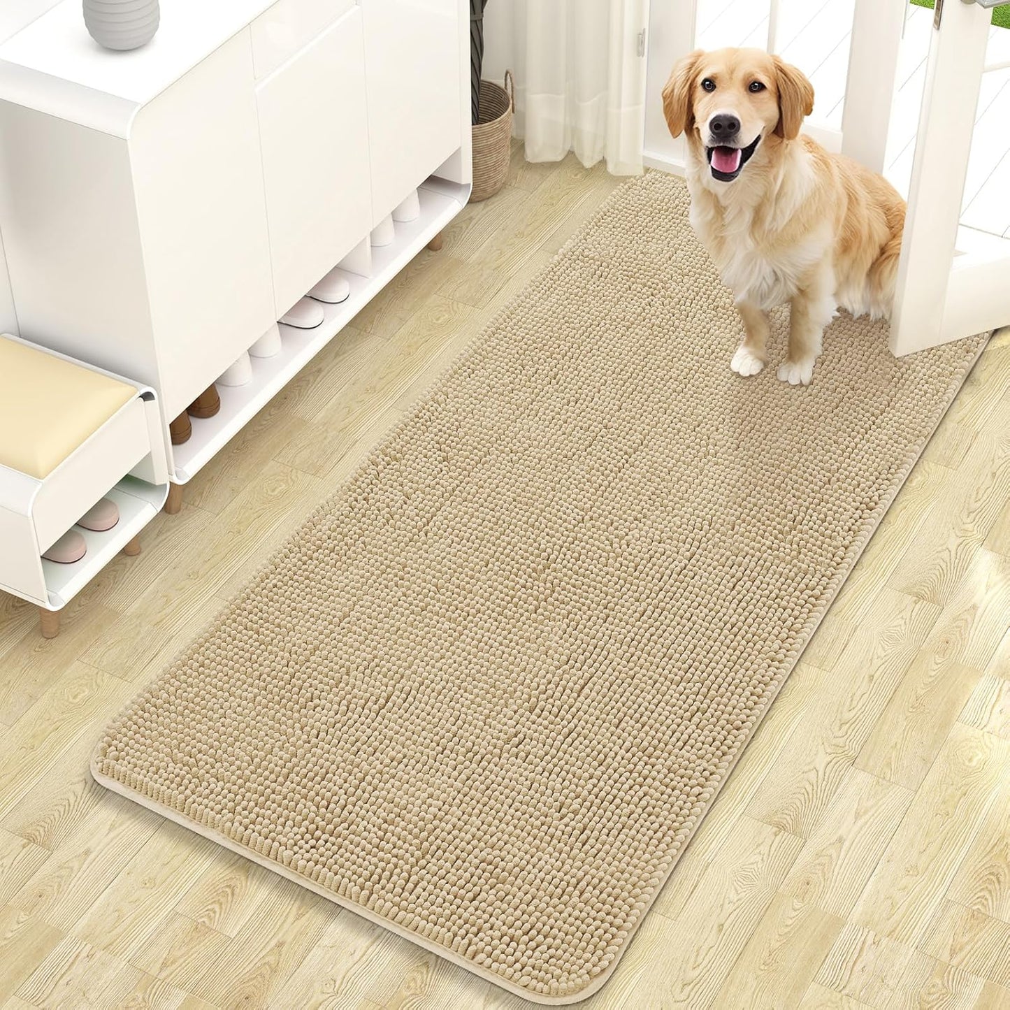 OLANLY Dog Door Mat for Muddy Paws - Absorbent Chenille Mat