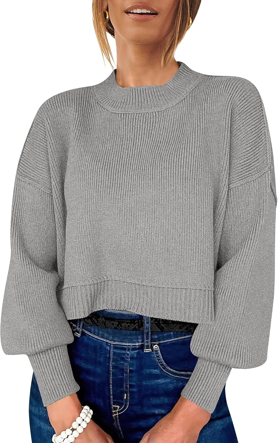 Womens Cropped Sweaters with Batwing Sleeves for Fall Fashion