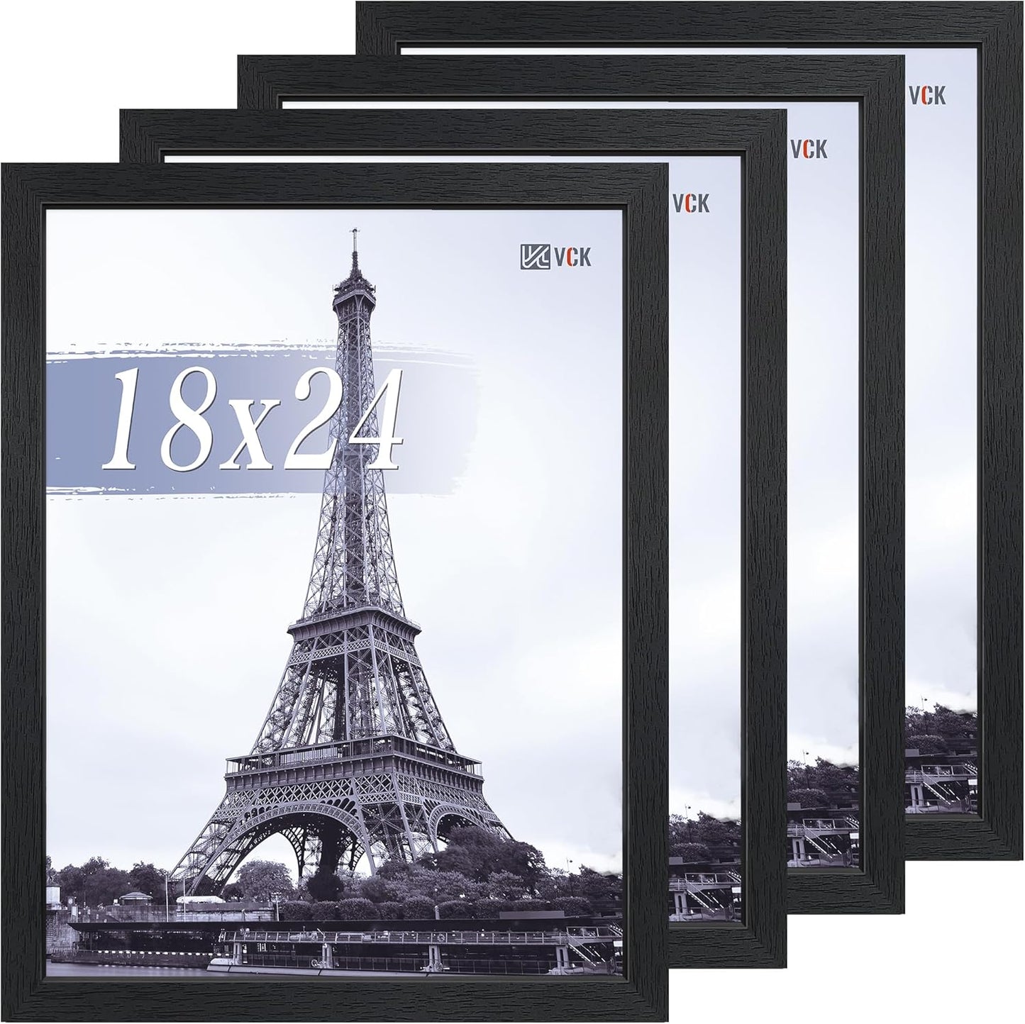 VCK 18x24 Poster Frame Set of 4 - Elegant Black Wood Frames