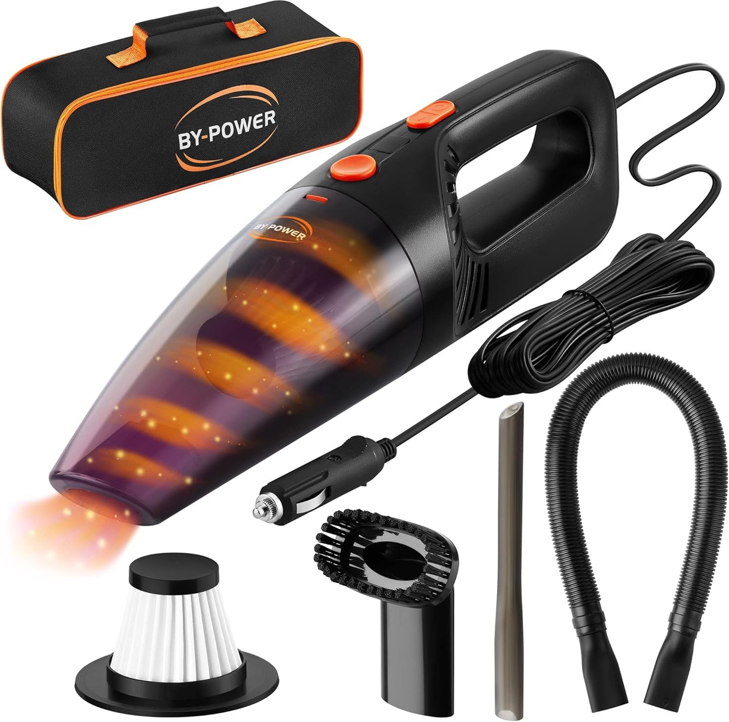 BY-POWER Portable Car Vacuum: 8000 PA for Ultimate Car Cleaning