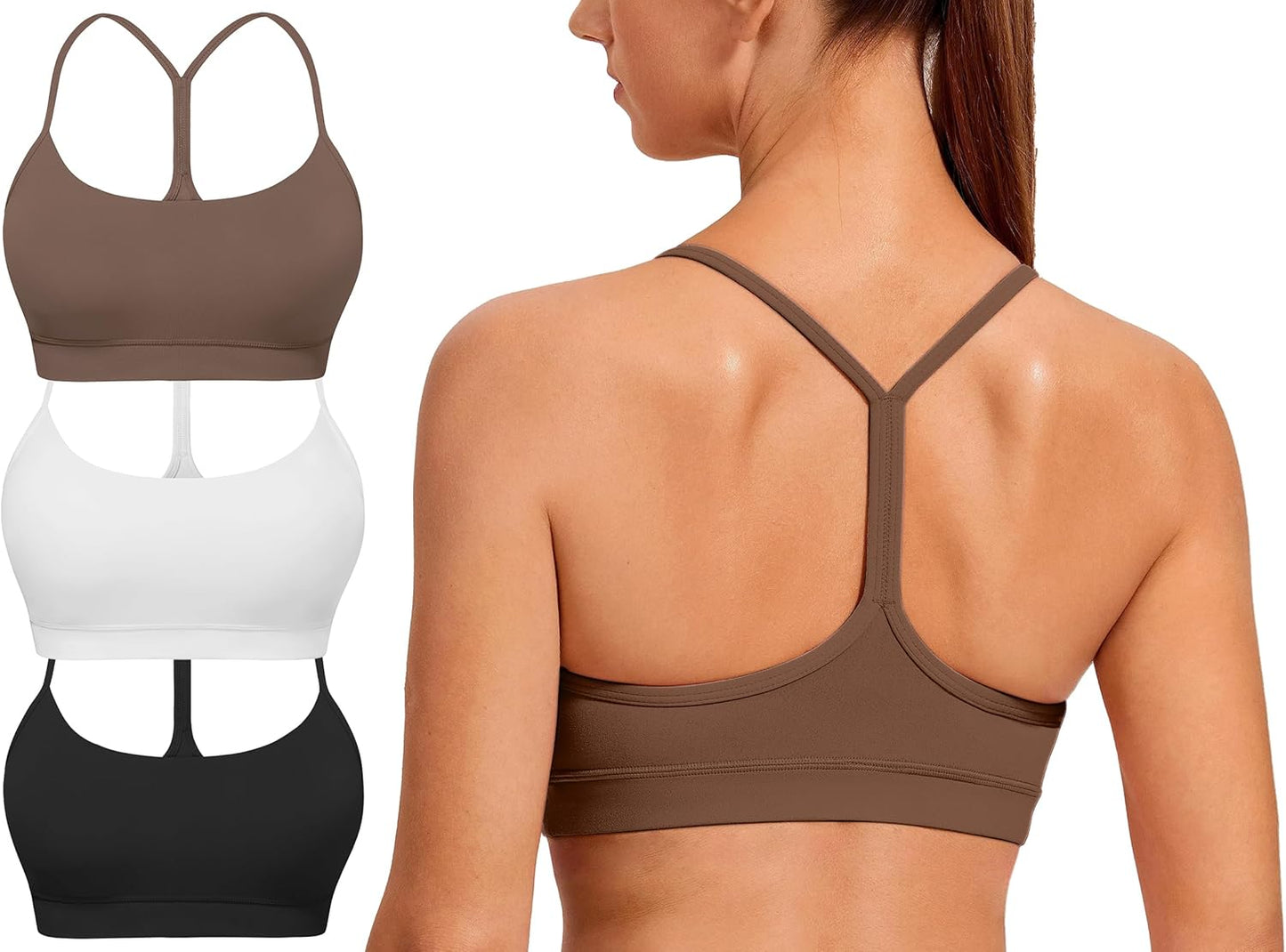 Spaghetti Strap Padded Sports Bras for Women - Y Back Design
