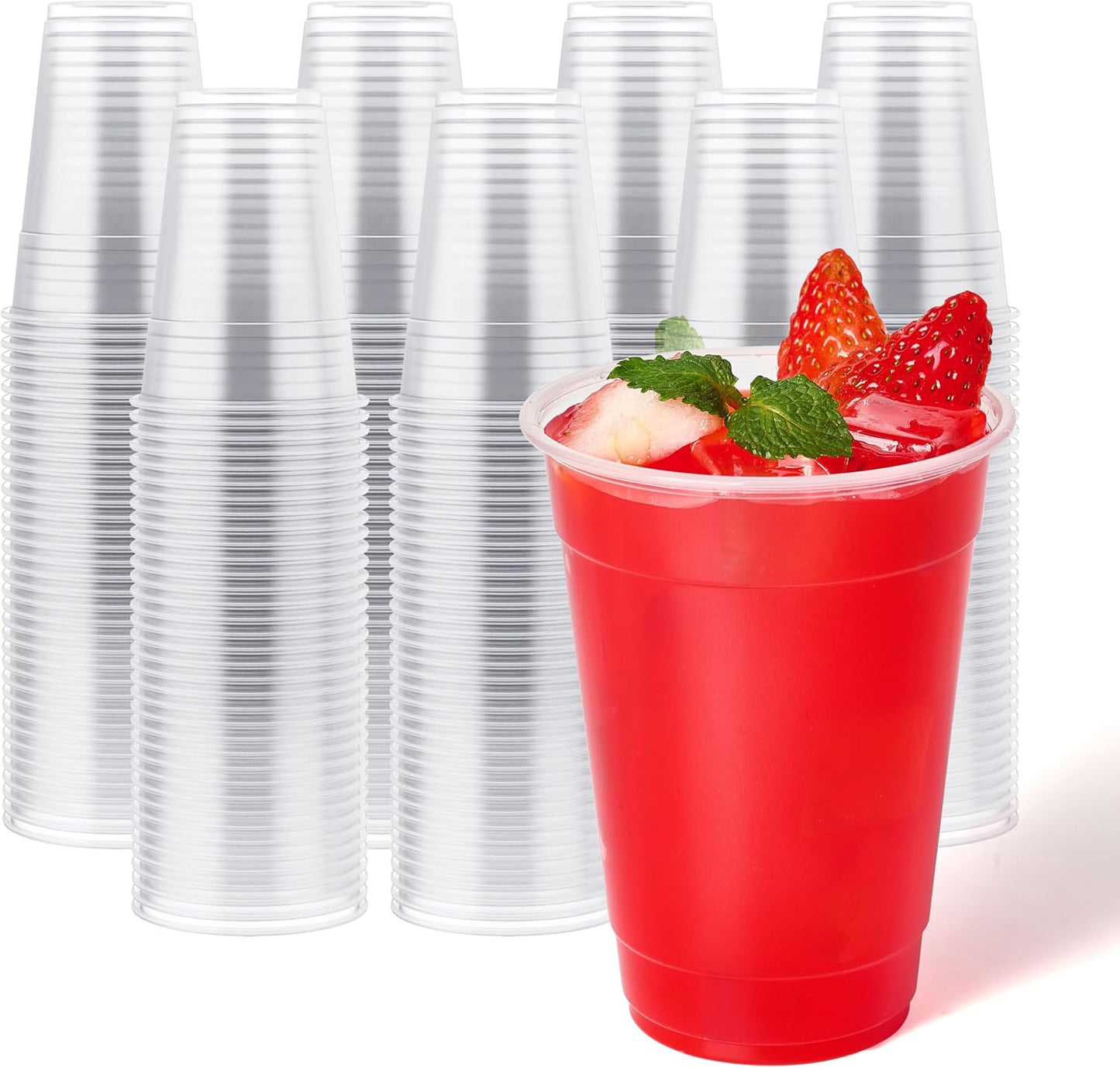 16 oz Clear Plastic Cups for Parties and Events - 390 Pack