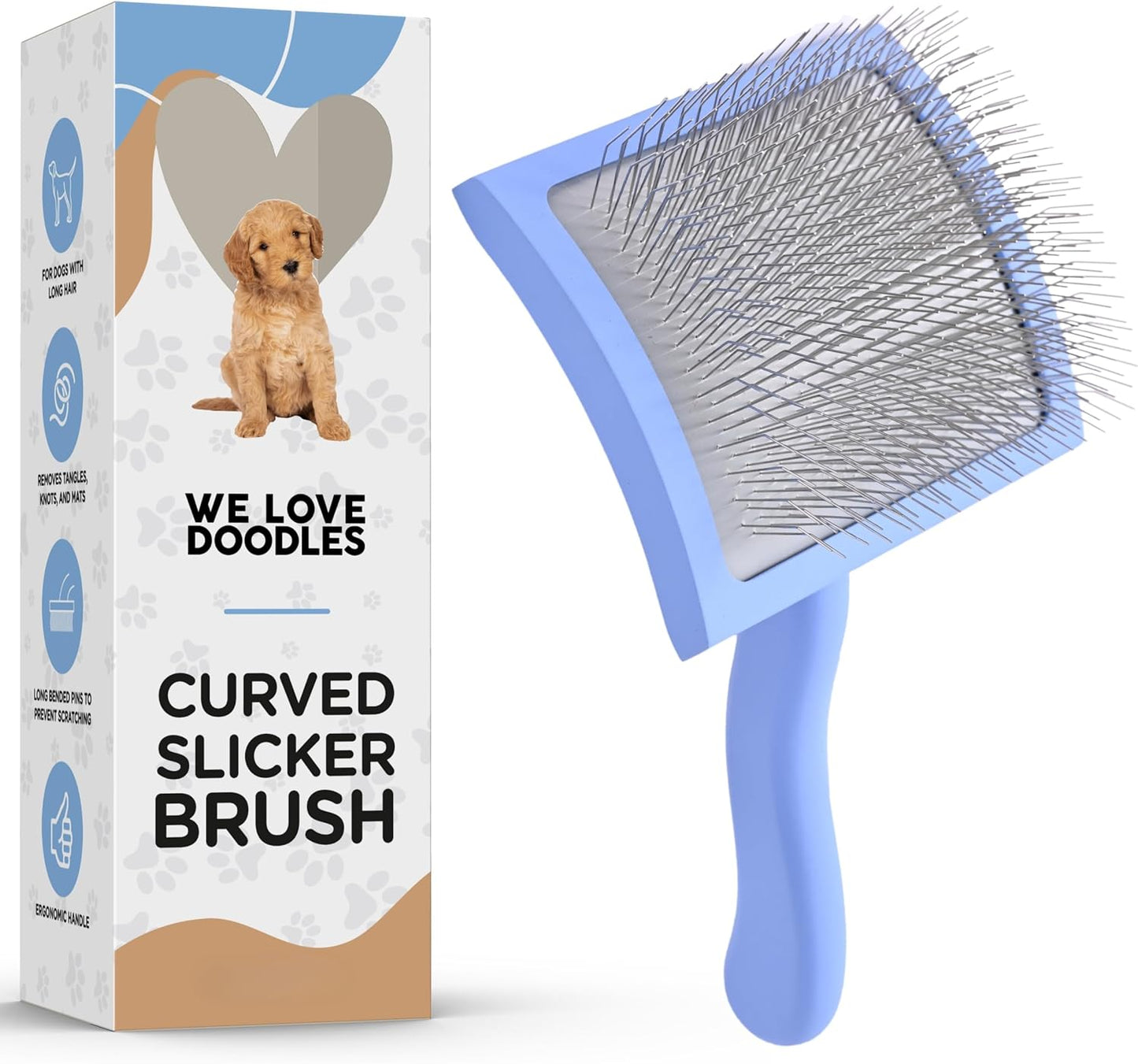 Grooming Curved Slicker Brush for Long-Haired Dogs - Large