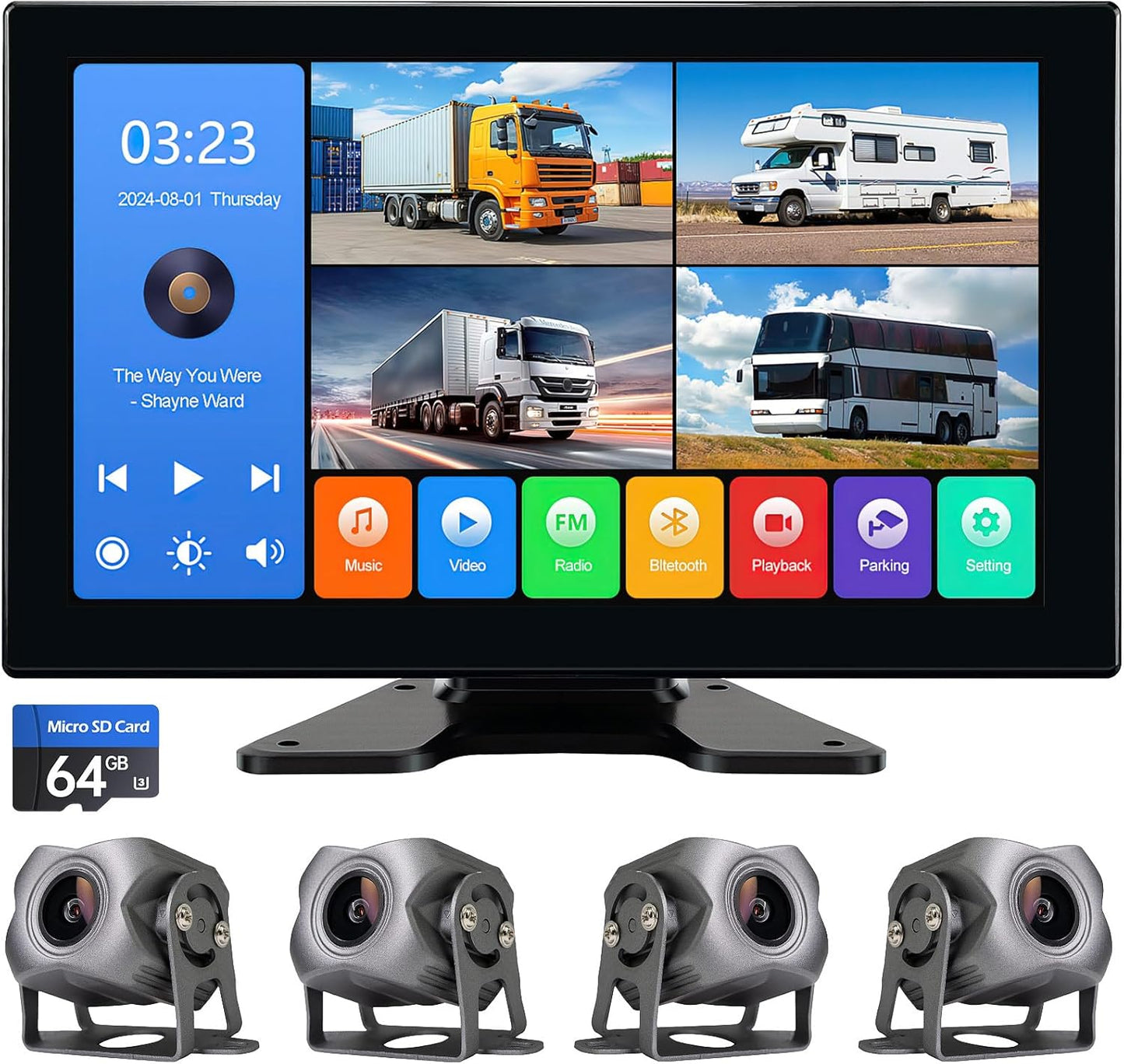 Seventour 10.2 Touch Screen Backup Cam & DVR