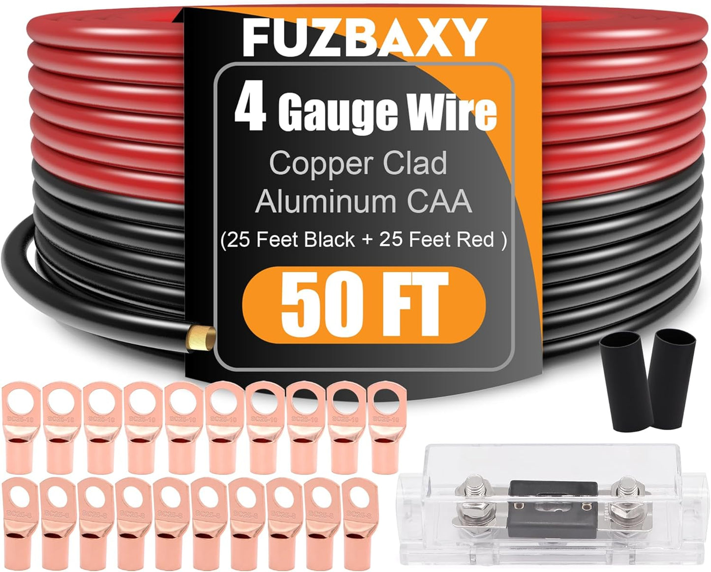 4 Gauge Wire Set with Connectors and Fuse for Automotive Use