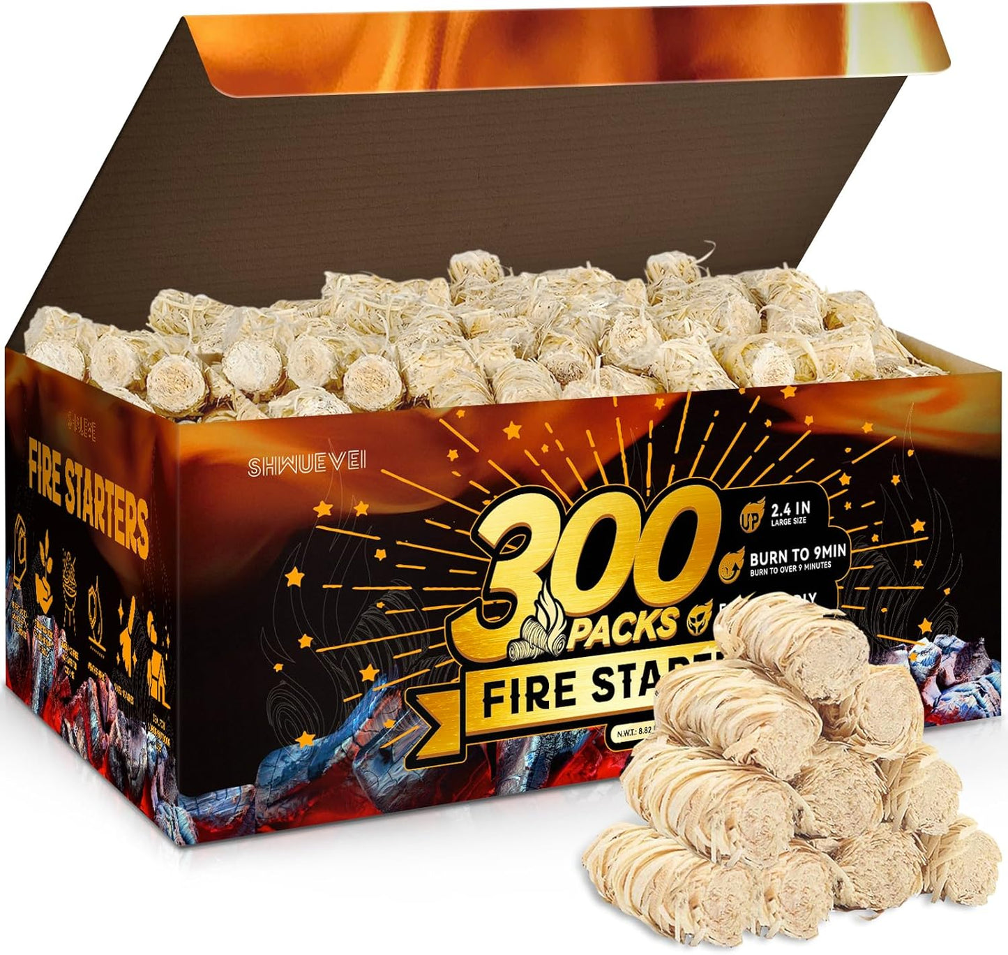 Natural Fire Starters for Fireplace, BBQ, and Outdoor Cooking