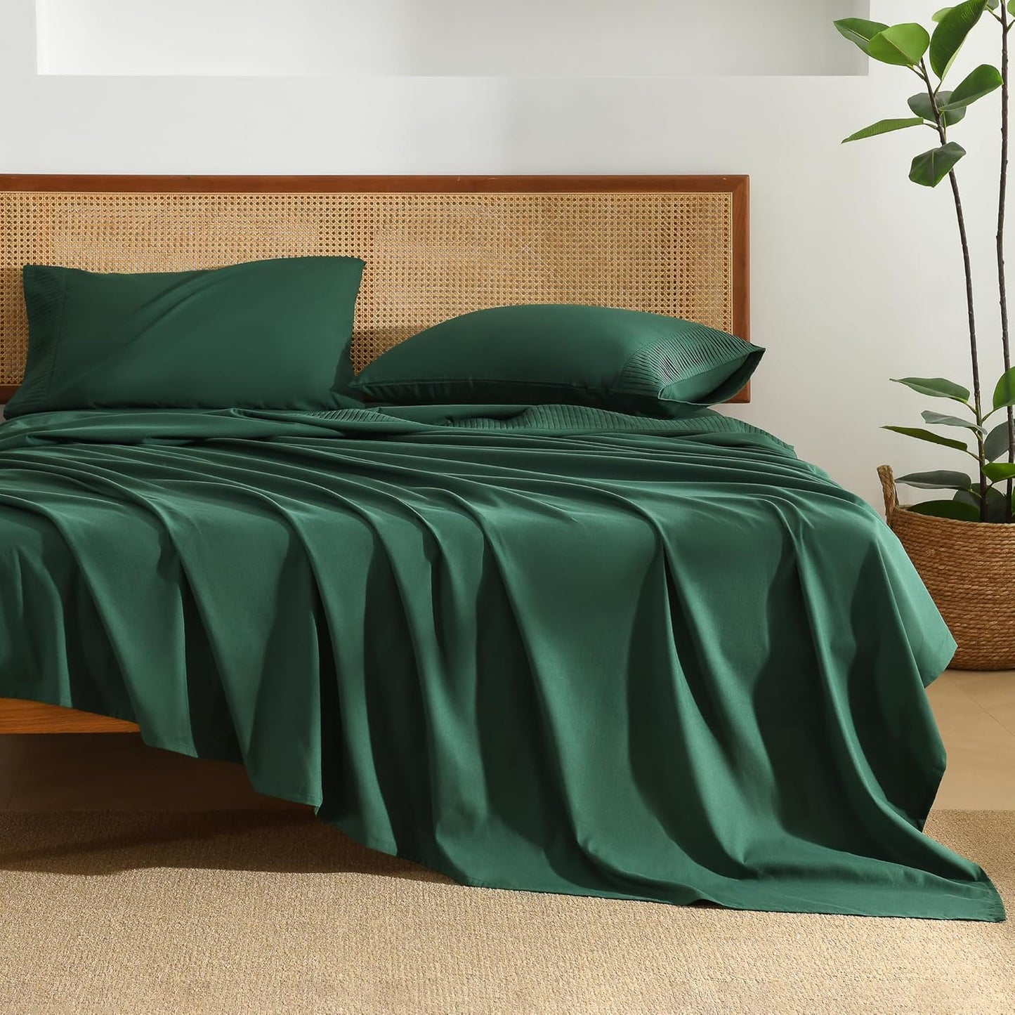 Andency Emerald Green Sheets Set for California King Beds