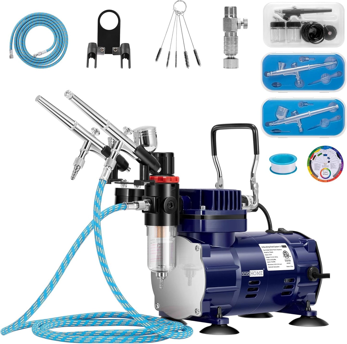 VIVOHOME Airbrush Kit with Professional Compressor and Guns