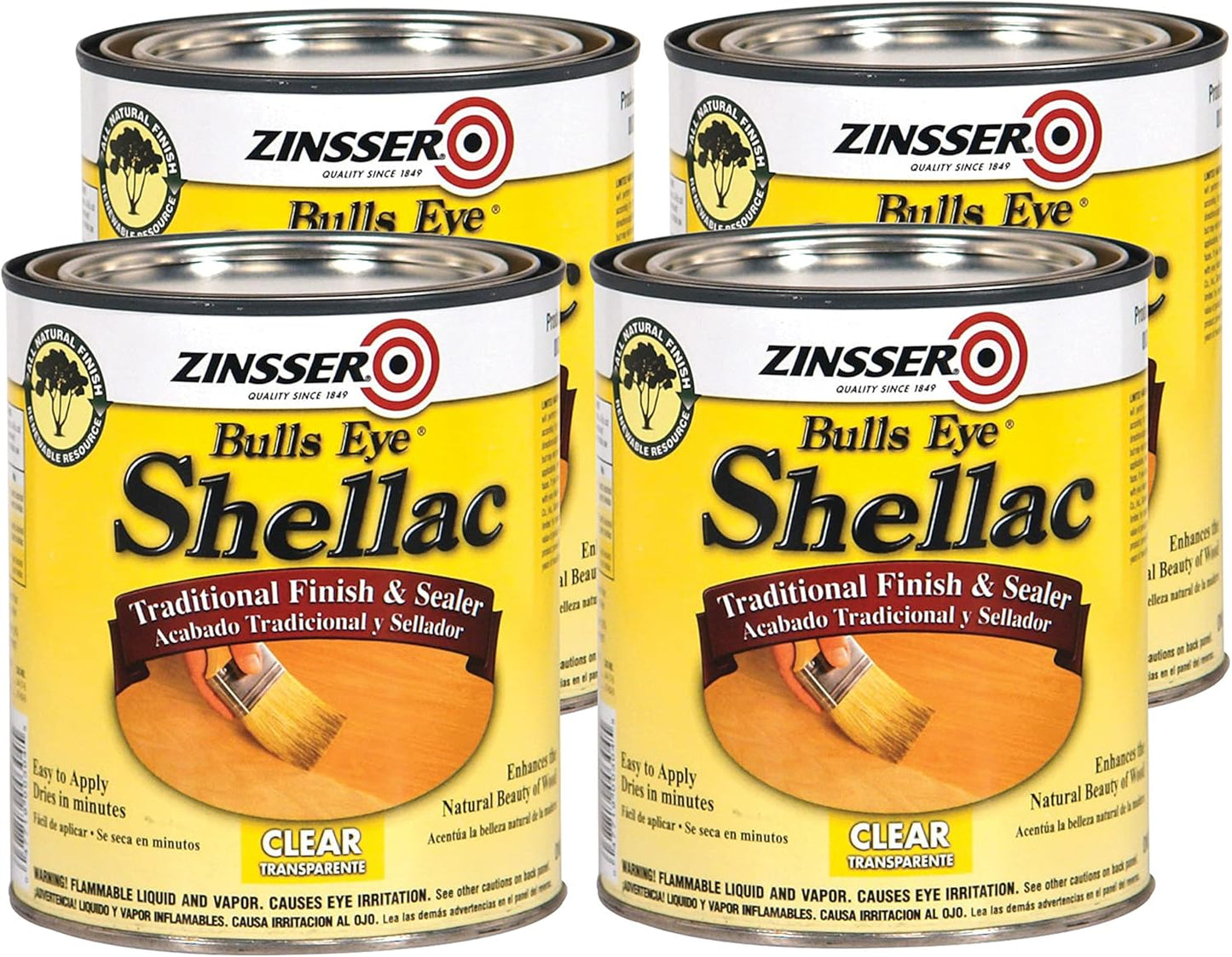 Zinsser 304H-4PK Bulls Eye Shellac Finish & Sealer Quart Clear