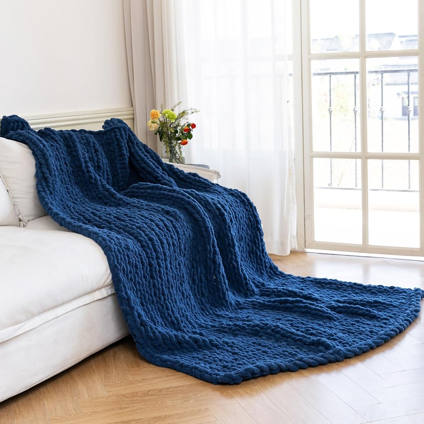 Chunky Knit Blanket - Luxury Soft Cozy 50x60 Throw for Home