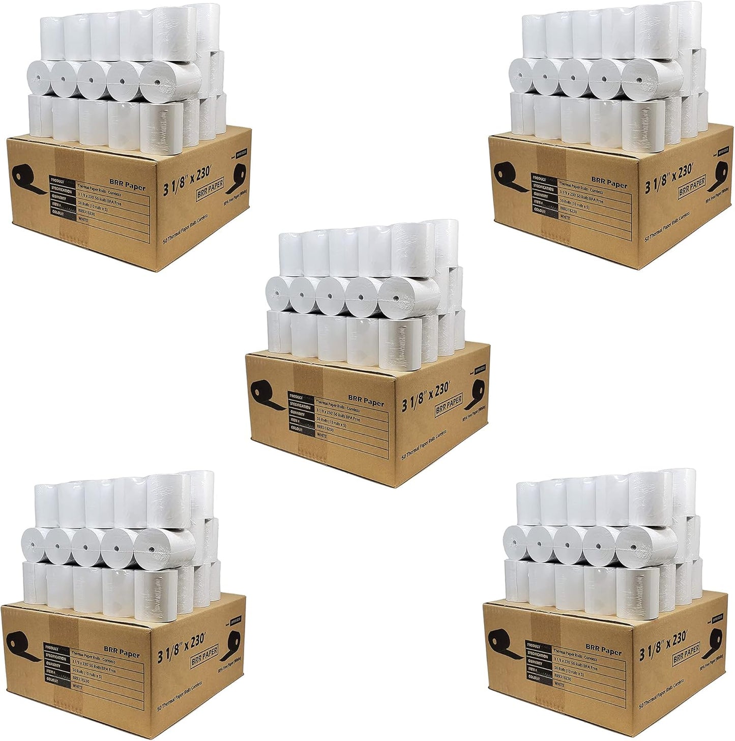 Coreless Thermal Receipt Printer Paper 3-1/8in x 230ft 500 Rolls