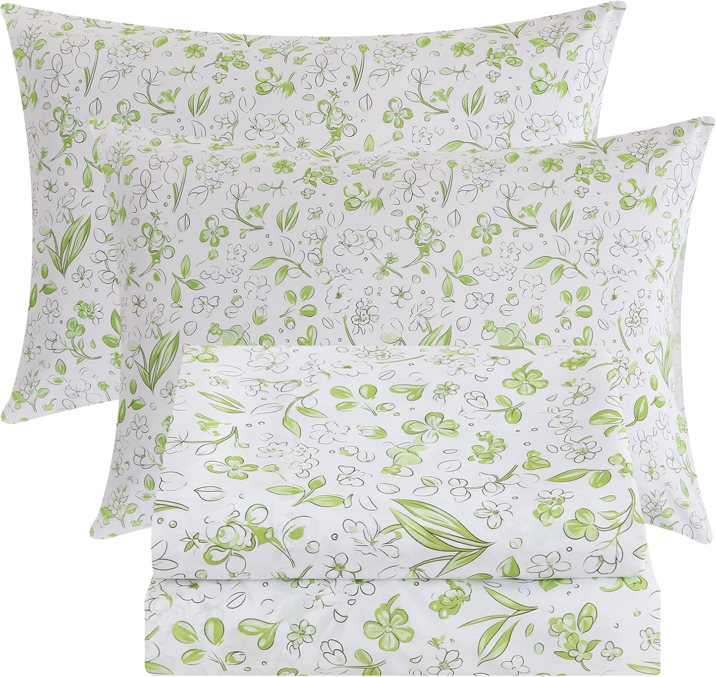 Bedlifes Queen Sheet Set Ultra Soft Floral Deep Pocket Bedding