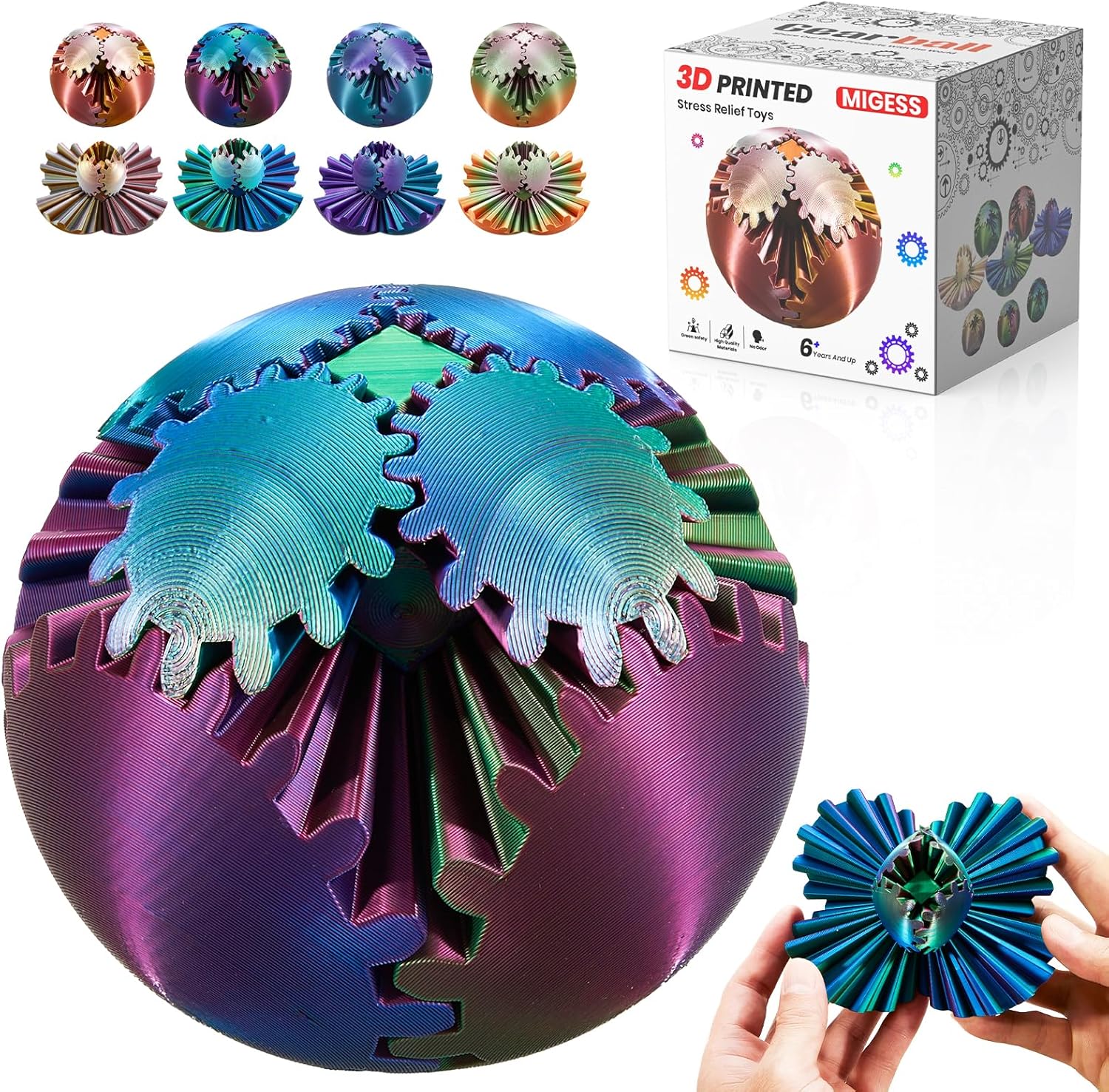 Morphslime Ball & Gear Ball – 3D-gedrucktes Fidget-Spielzeug – Flüssigkeitsähnlicher Zahnradball – Anti-Stress & Sensorik Für Kinder, Teenager & Erwachsene – Lila Morphslime Ball & Gear Ball – 3D-gedrucktes Fidget-Spielzeug – Flüssigkeitsähnlicher Zahnradball – Anti-Stress & Sensorik Für Kinder, Teenager & Erwachsene – Lila