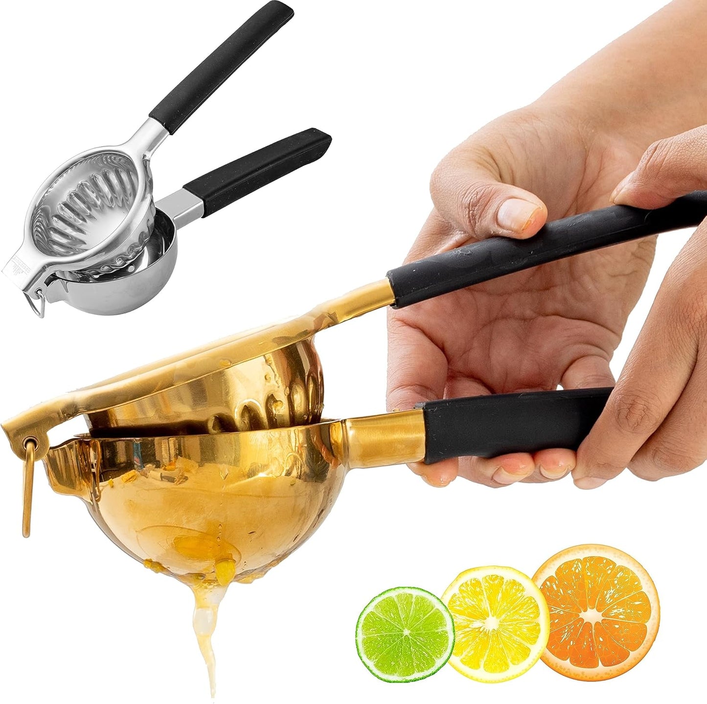 A Bar Above Citrus Juicer Trio - Gold Stainless Steel, Heavy Duty for Cocktails