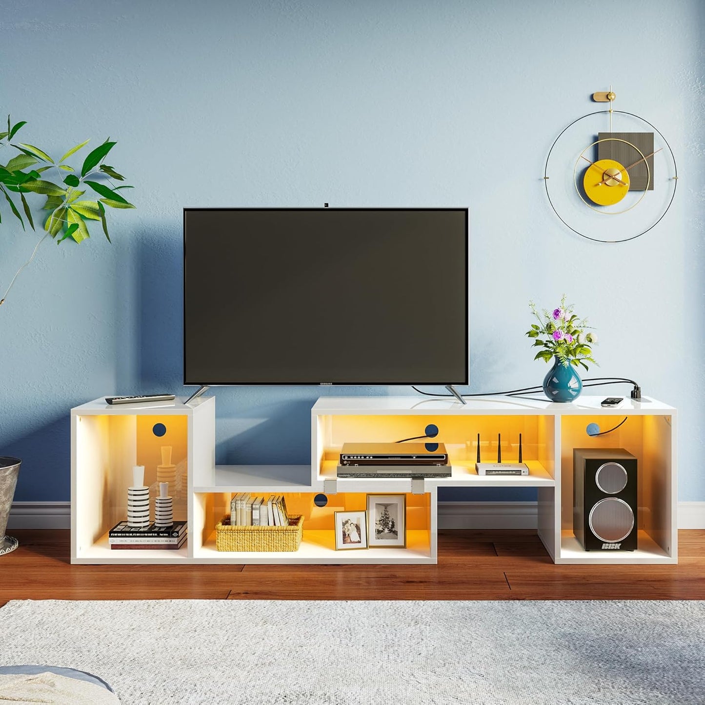 Deformable TV Stand with LED & Power Outlets - The Rolanstar Advantage