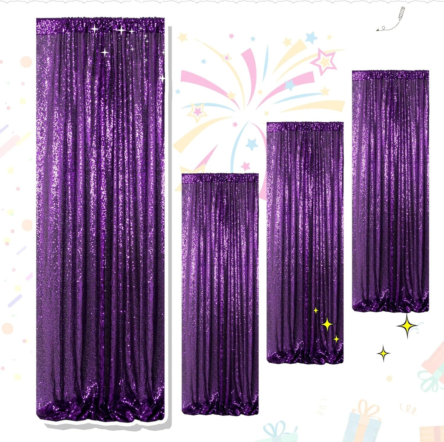 Purple Sequin Backdrop Curtain for Stunning Party Decorations
