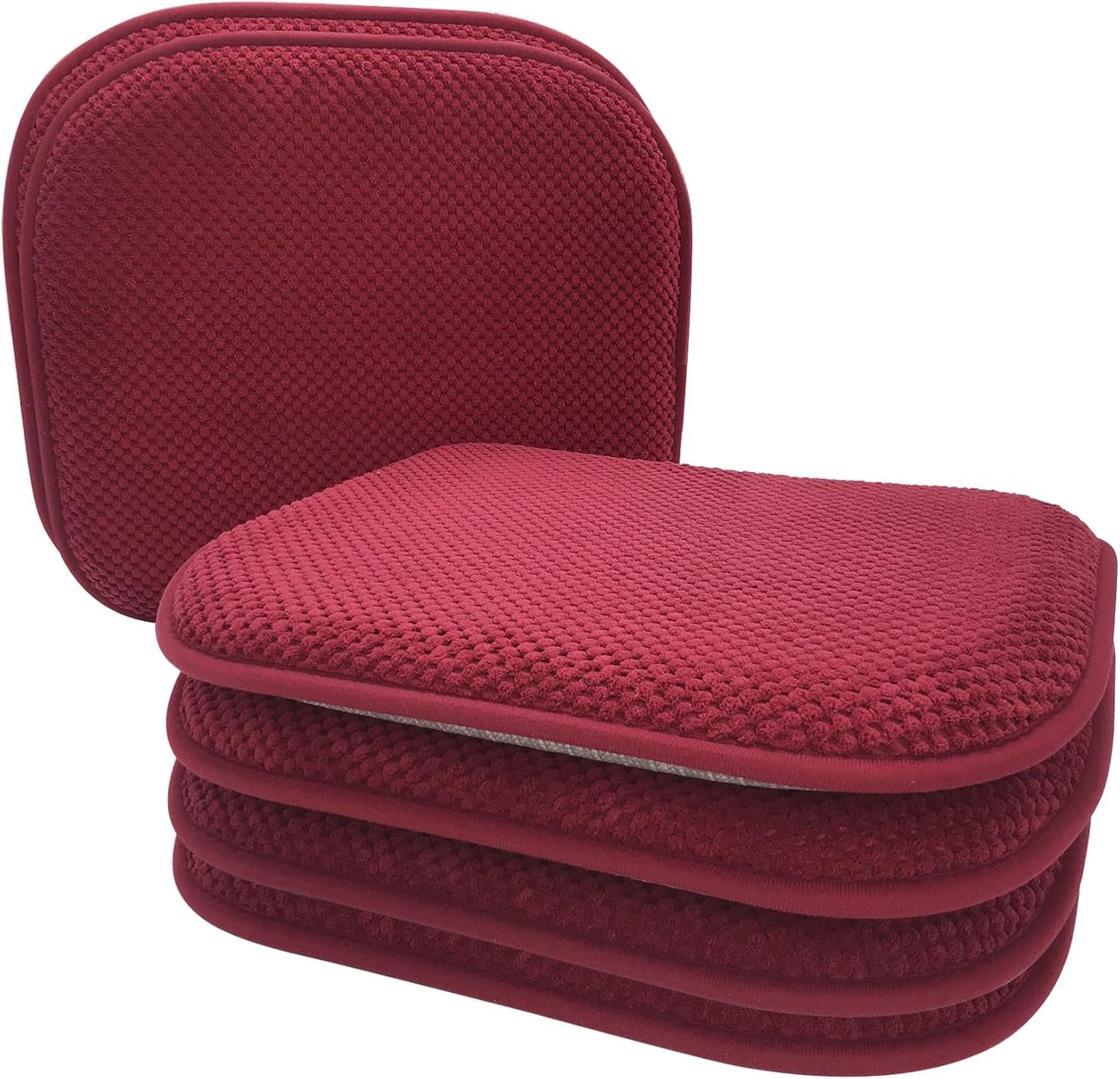 Wine Red Foam Seat Cushions for Dining Chairs - 6 Pack