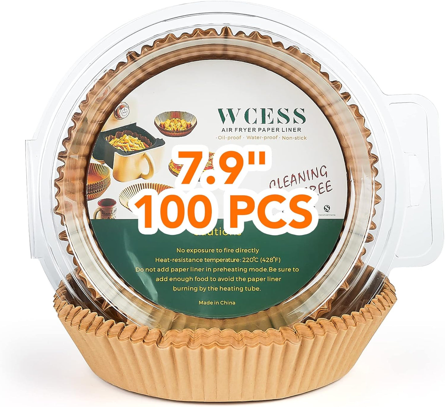 WCESS 100Pcs 7.9 Non Stick Air Fryer Liners - Oil & Water Proof