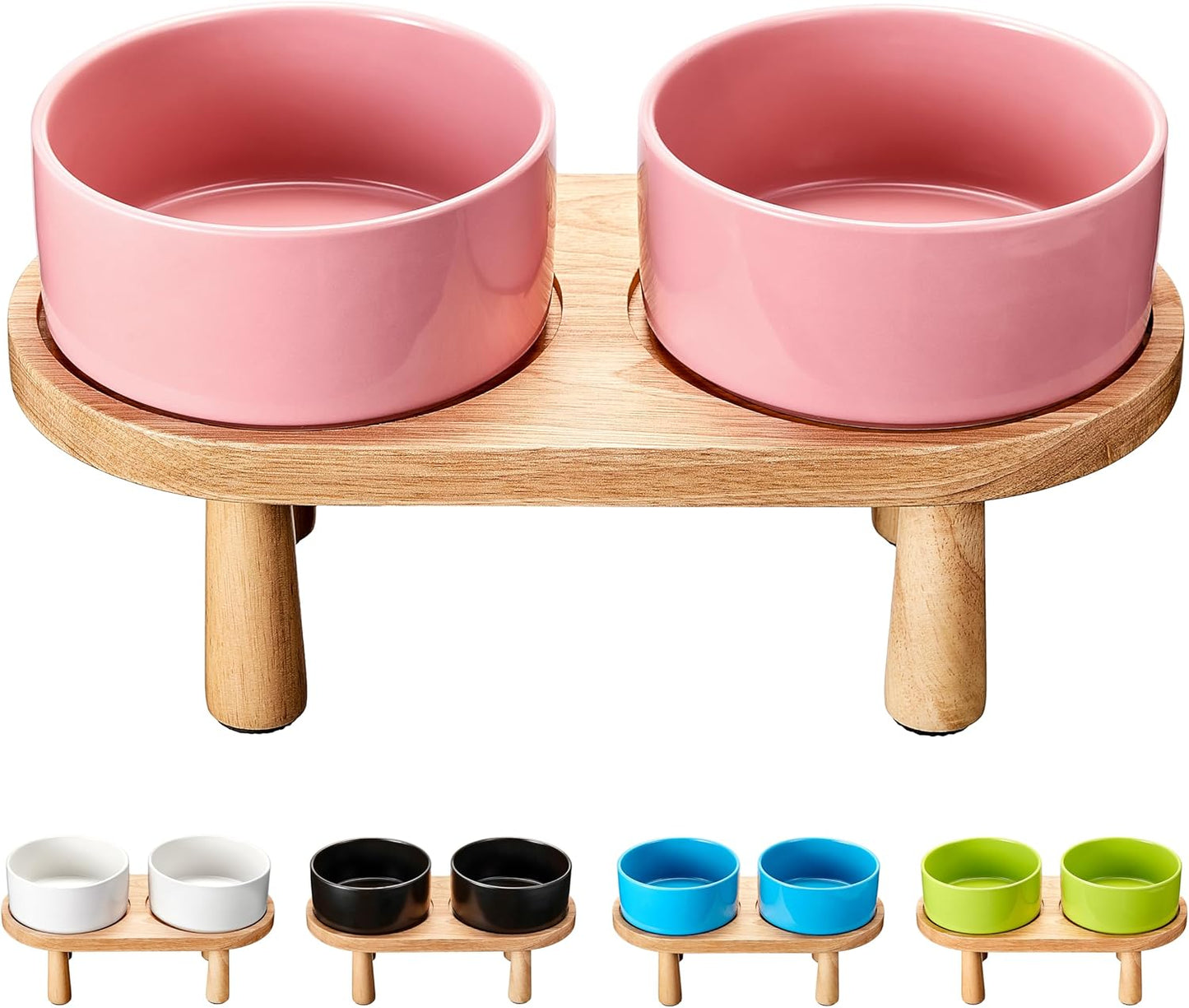 Ceramic Elevated Dog Bowls Set for Medium and Small Dogs