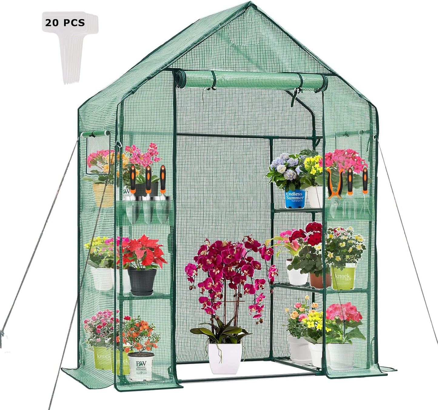 Walk-in Greenhouse with 6 Shelves for Outdoor Plant Care