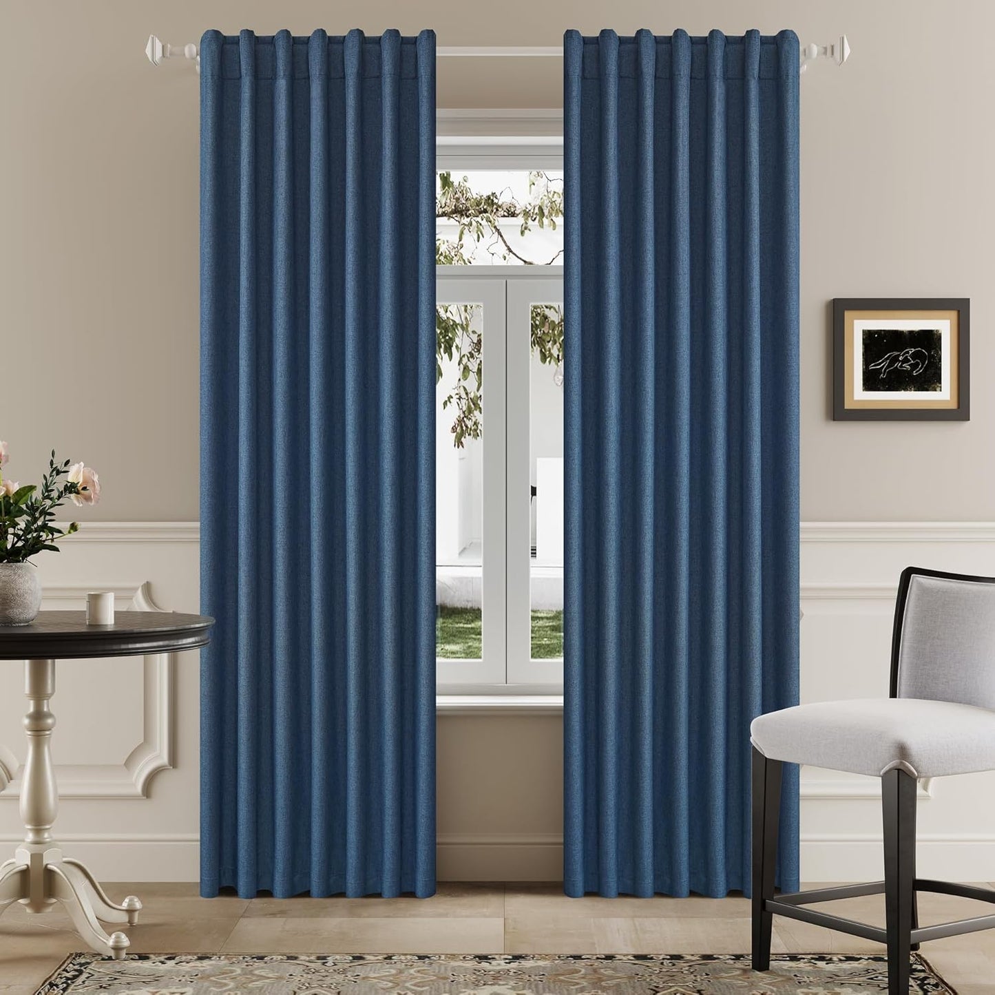 DUALIFE Full Blackout Blue Curtains for Complete Darkness