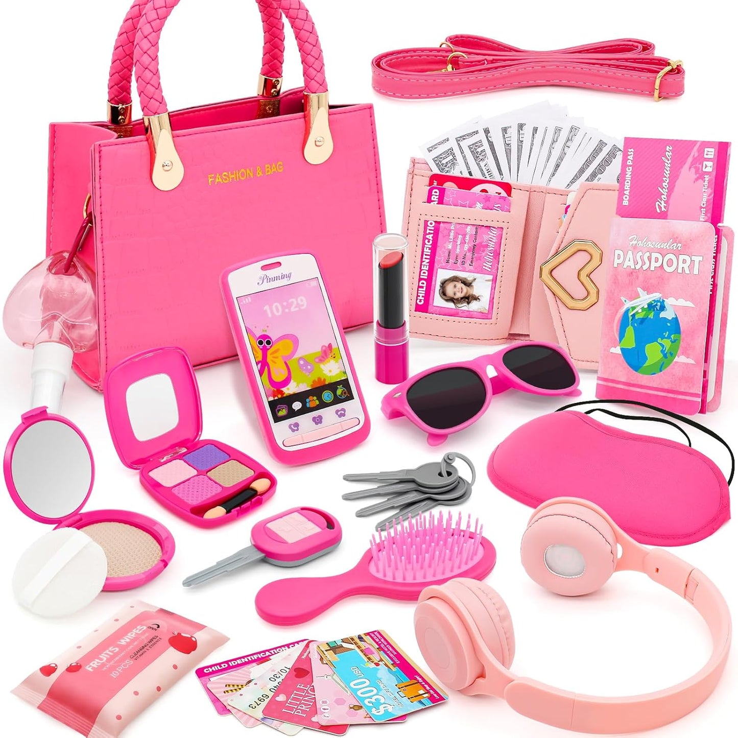 49PCS Pretend Makeup Purse Set for Toddler Princesses