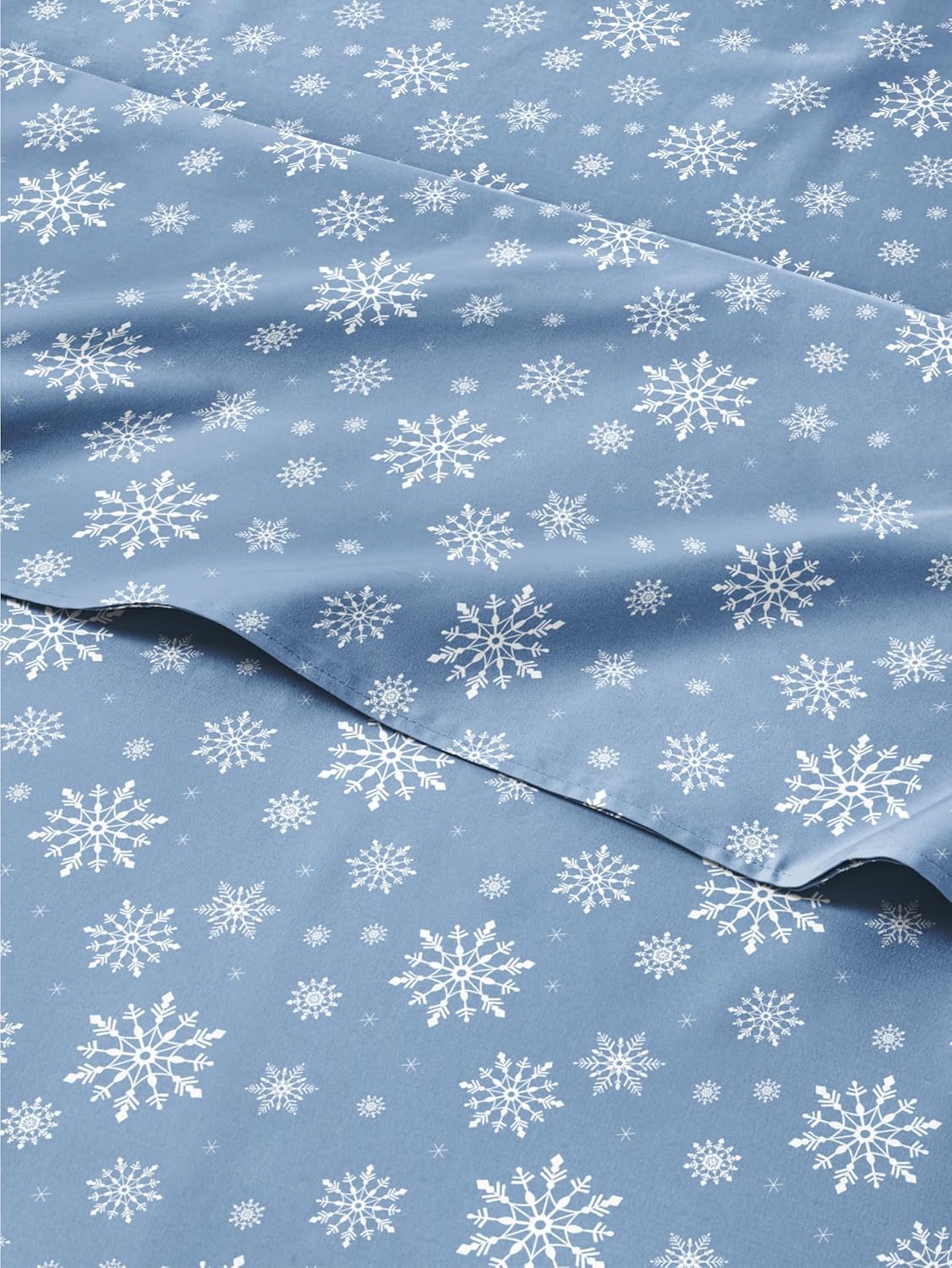 Twin XL Christmas Blue Snowflakes Sheet Set for Holiday Comfort