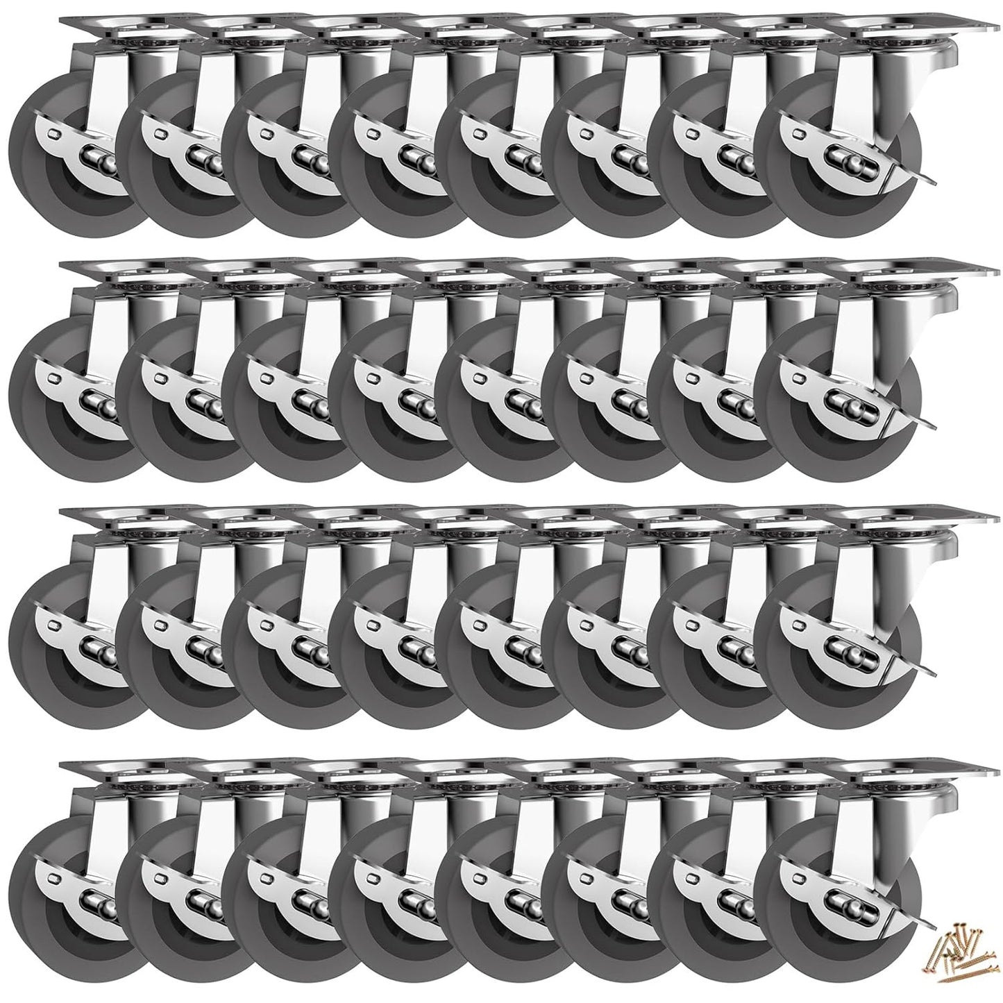 2 Inch Heavy Duty Caster Wheels Set of 32 with Locking Brake