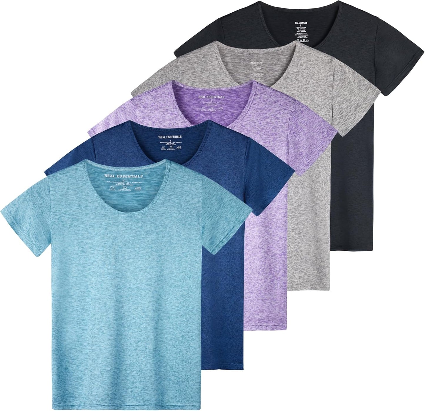 Real Essentials Women's Dry Fit Tech Stretch Athletic T-Shirt