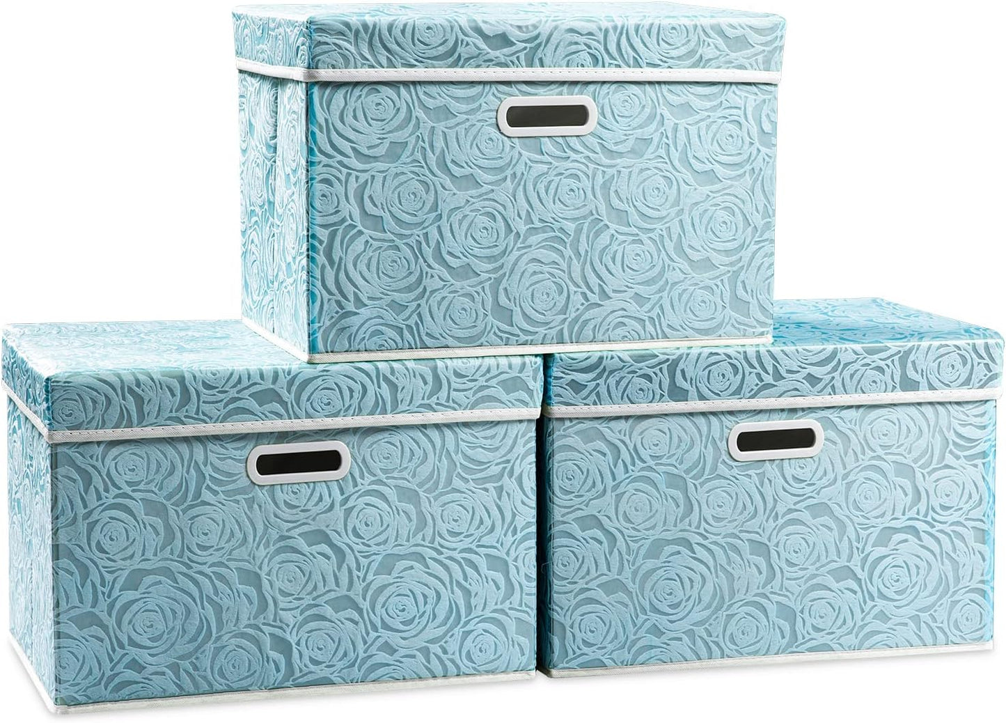 PRANDOM Larger Collapsible Storage Cubes with Lids for Organizing