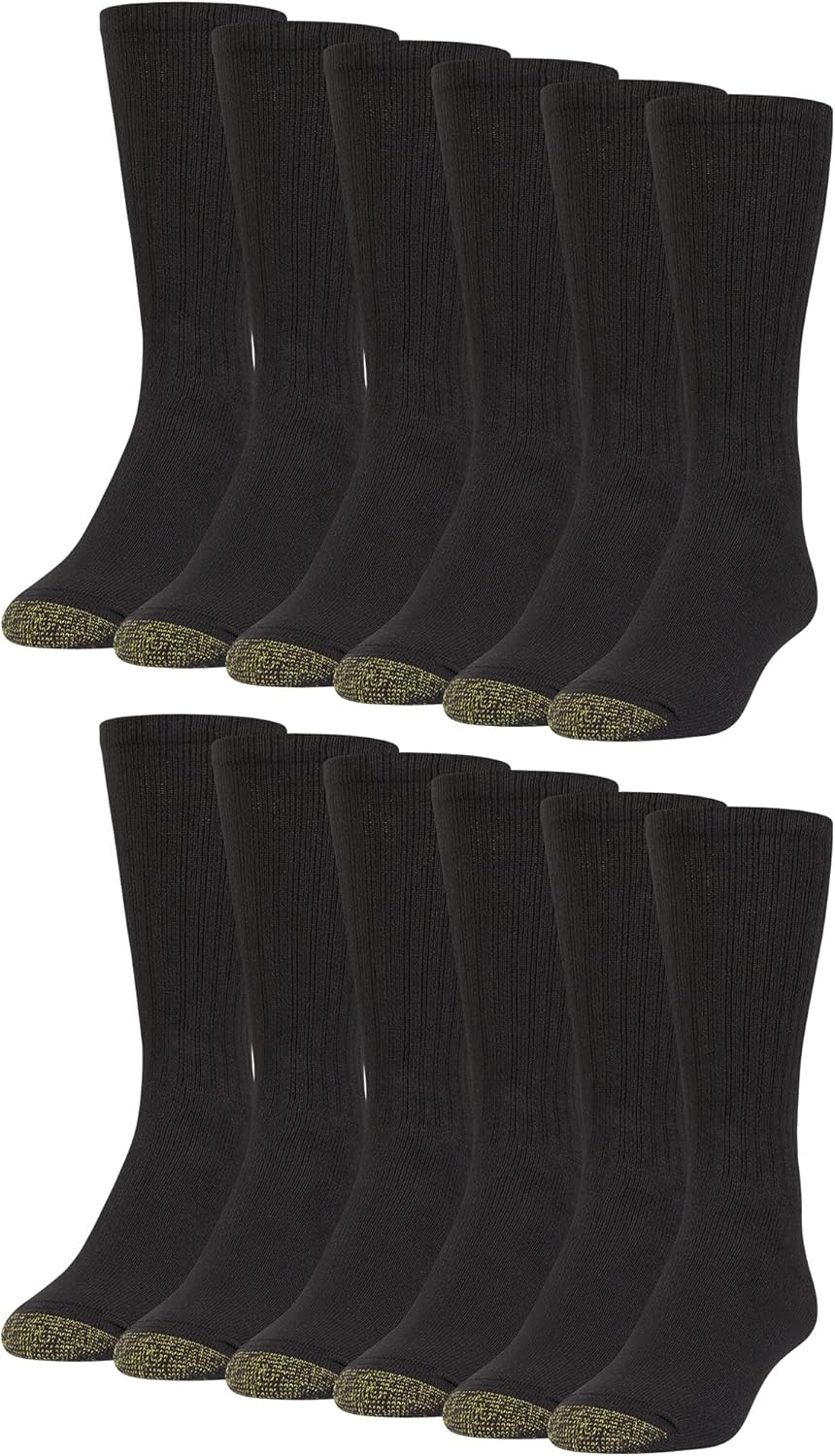 GOLDTOE Men's Harrington Crew Socks - 12 Pairs for Comfort