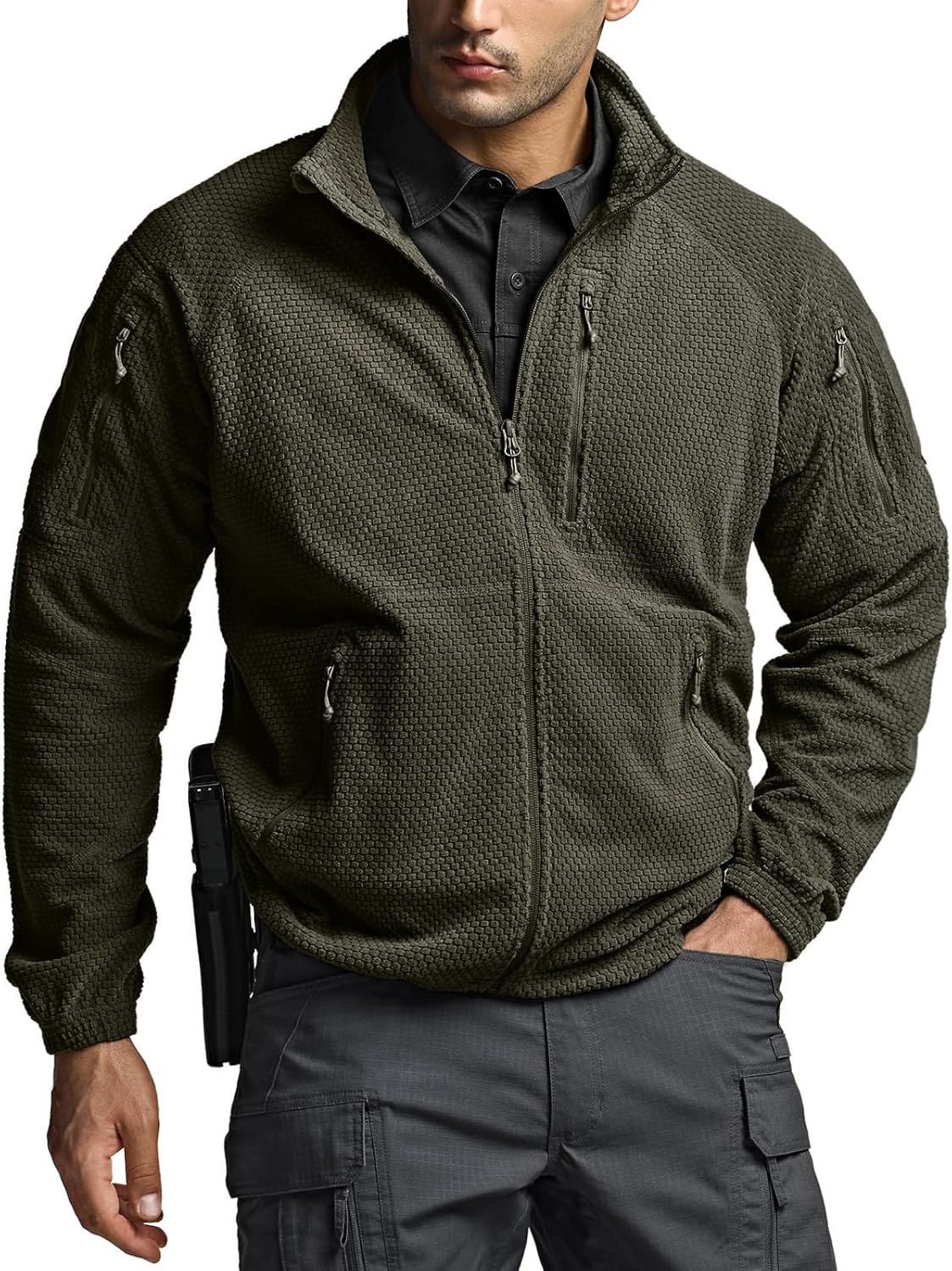 CQR Men's Full-Zip Tactical Jacket for Outdoor Activities