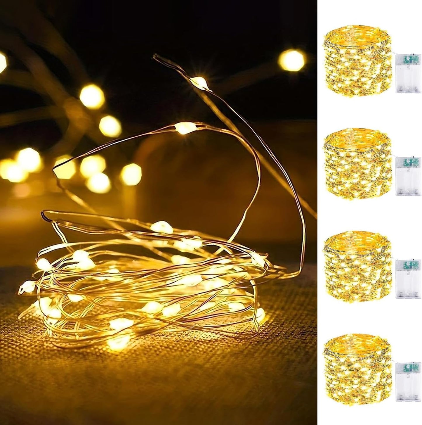 Timer + Waterproof 4-Pack 16FT Fairy Lights for Magical Decor