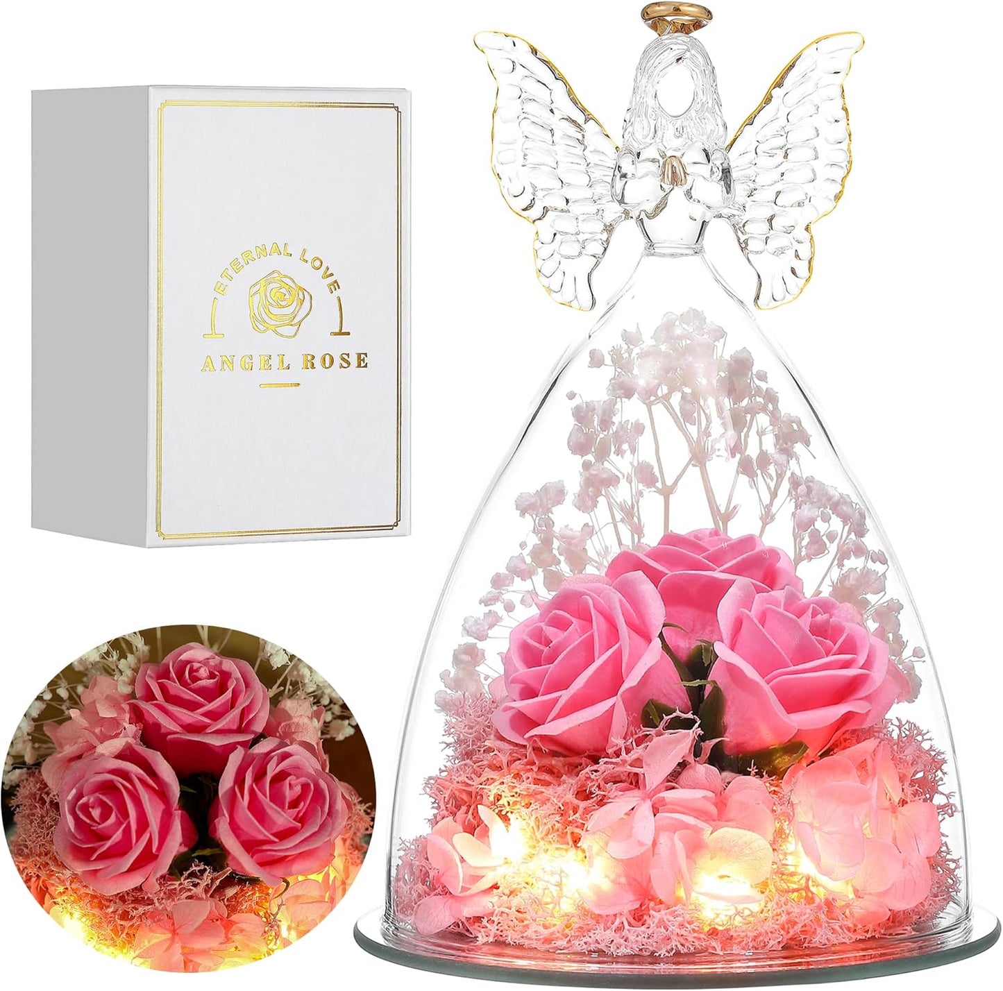 Preserved Flowers in Glass Angel Gifts for Mom and Grandma