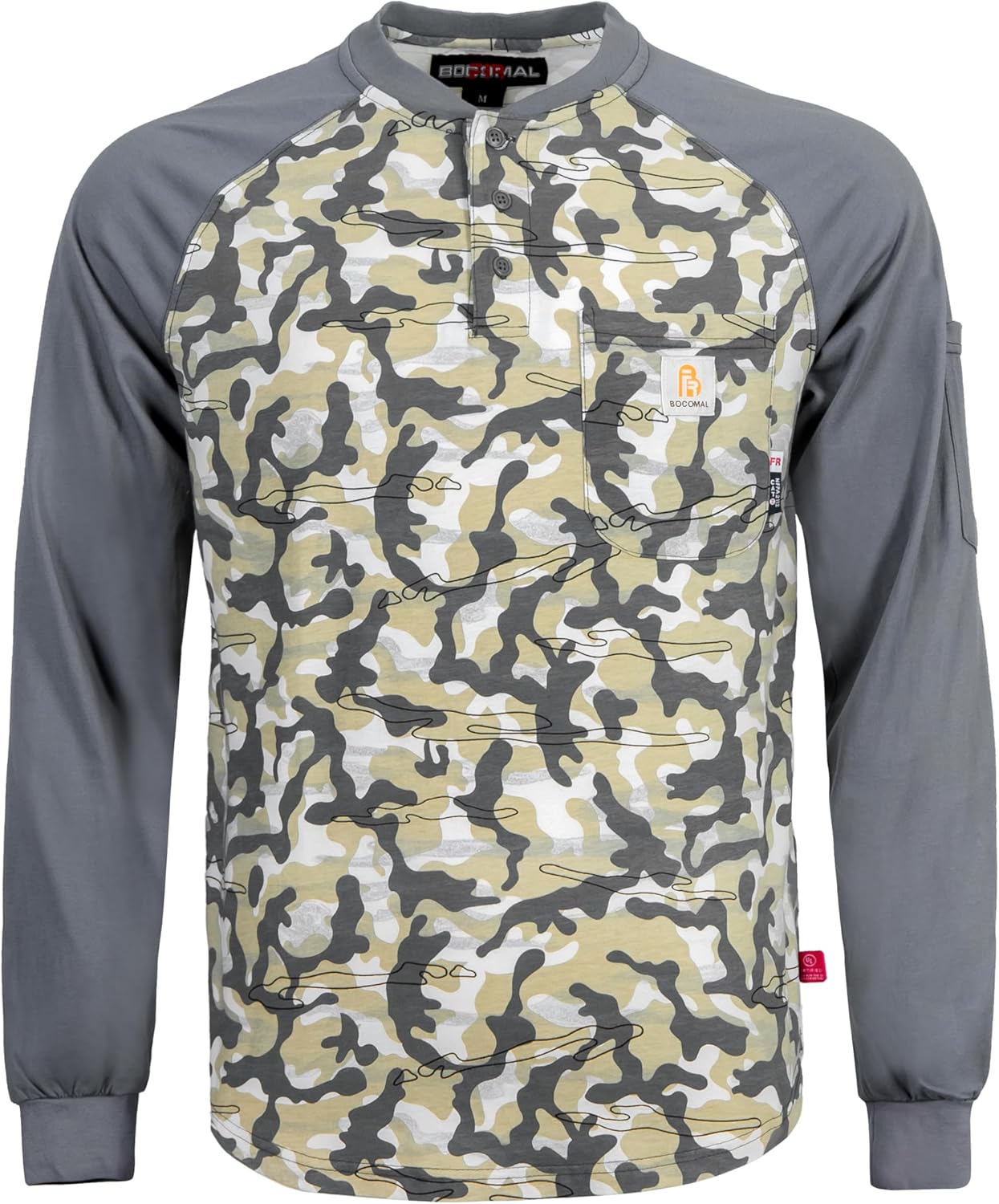 BOCOMAL FR Shirts Lightweight Flame Resistant Long Sleeve Henley