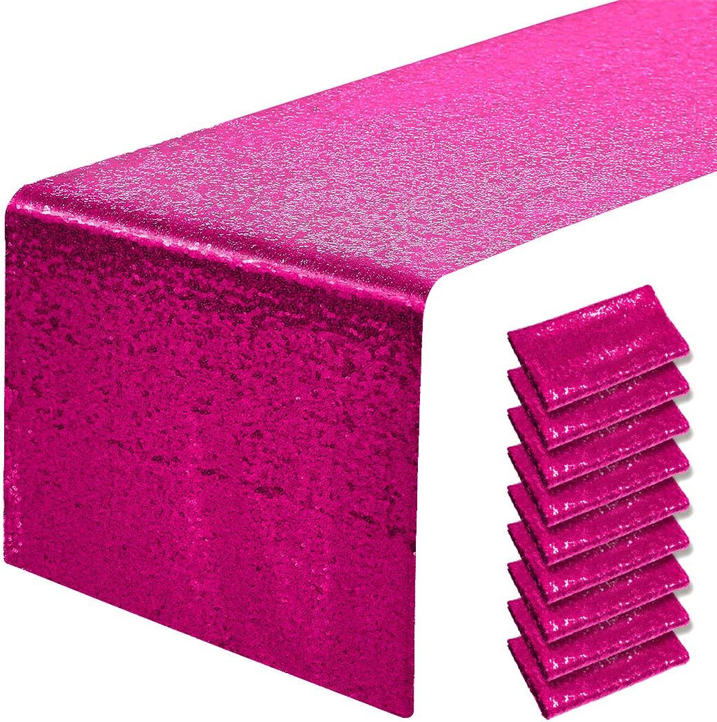 Hot Pink Sequin Table Runner for Parties and Celebrations
