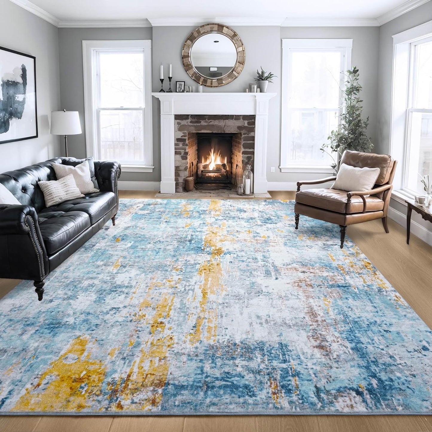 Ompaa Living Room Rug 8x10 Blue Area Rug for Any Space