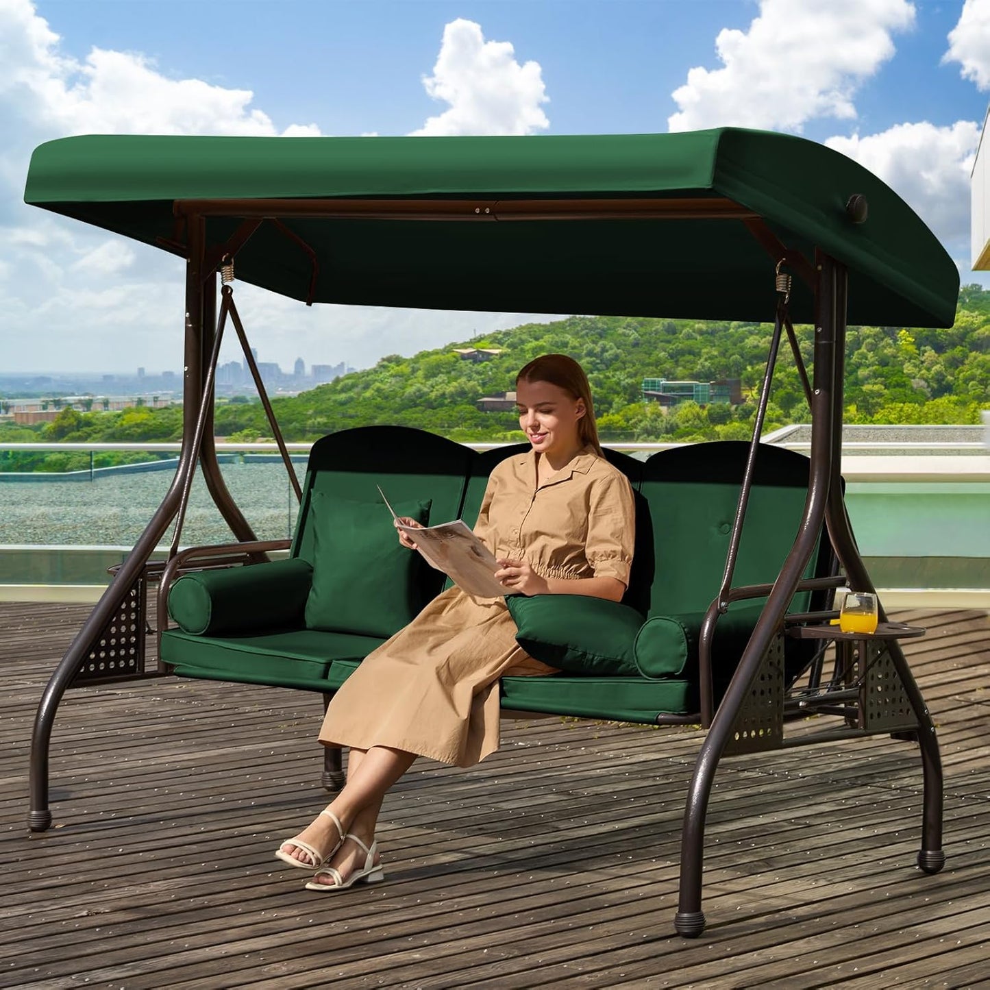 3 in 1 Patio Swing with Adjustable Canopy for Outdoor Relaxation