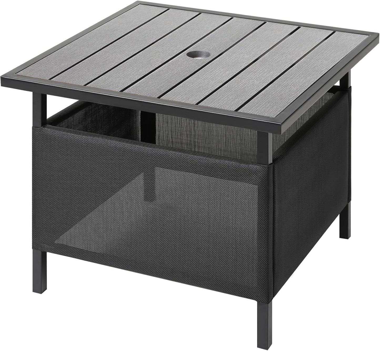 LZRS Adirondack Square Outdoor Side Table with Umbrella Hole