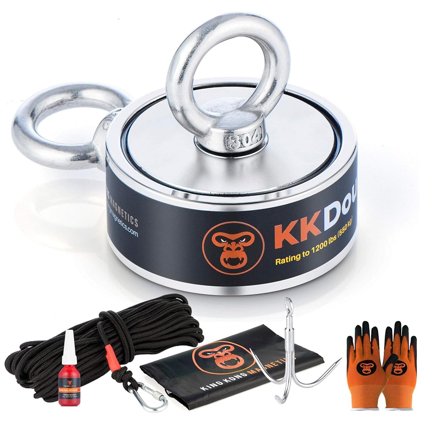 1200 lbs Pull Force Fishing Magnet Kit