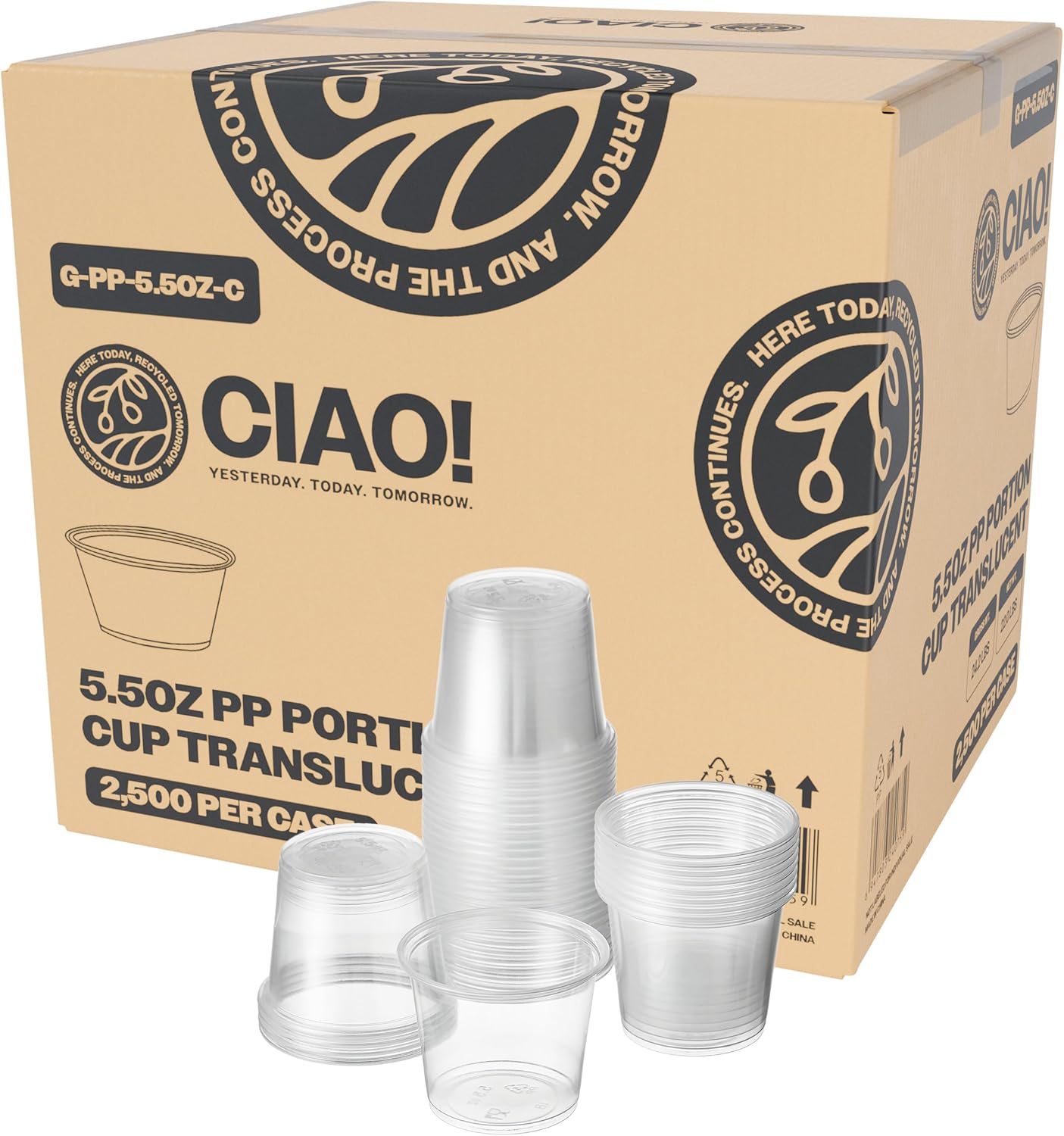 CIAO! 5.5OZ PP Clear Portion Cups for Fresh Food Storage