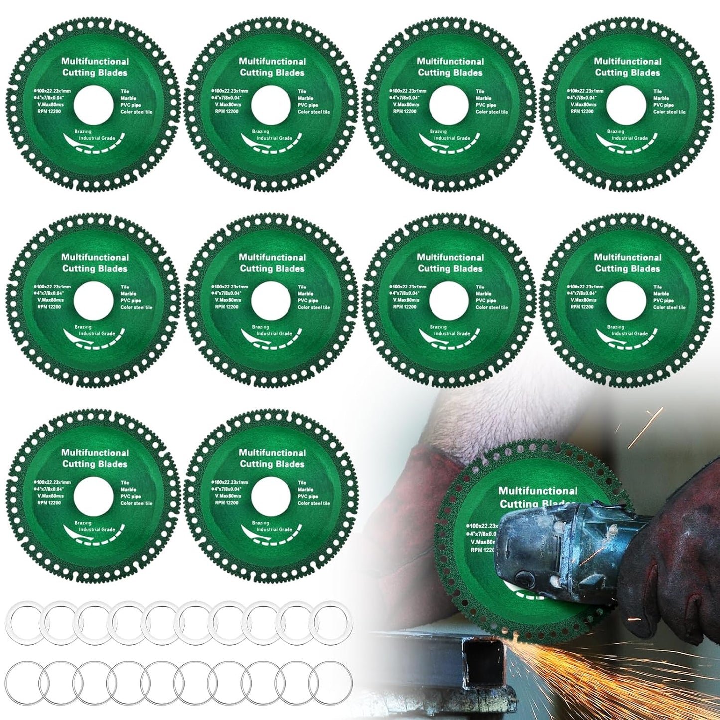 10 PCS Indestructible Glass Cutting Disc - Model 115/125