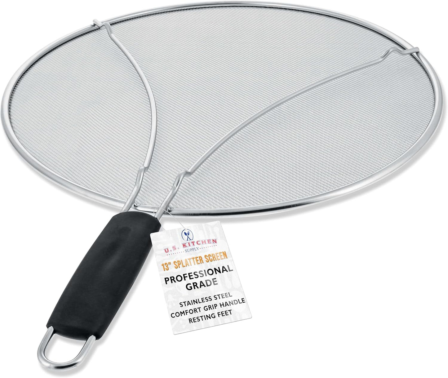 13 Stainless Splatter Screen with Comfort Grip