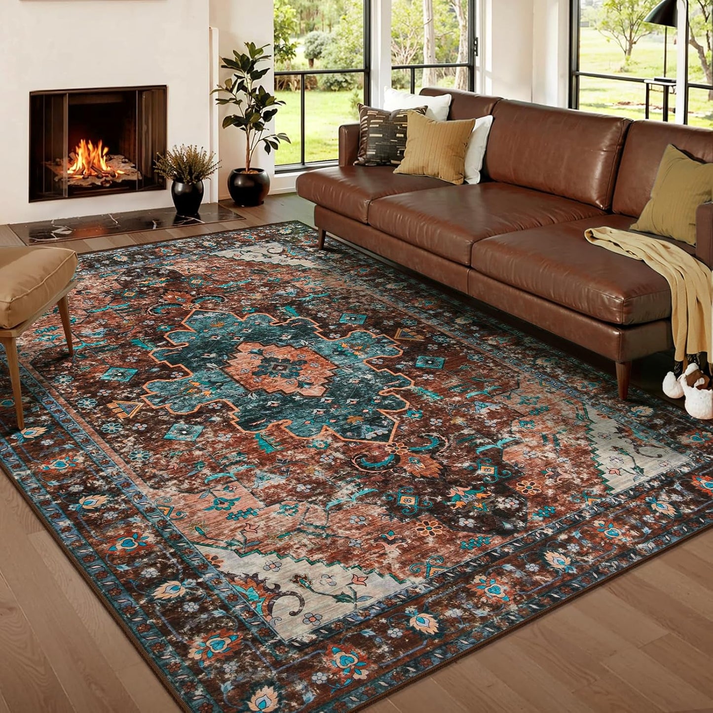 Ciicool 5x7ft Washable Vintage Area Rug for Living Room Decor