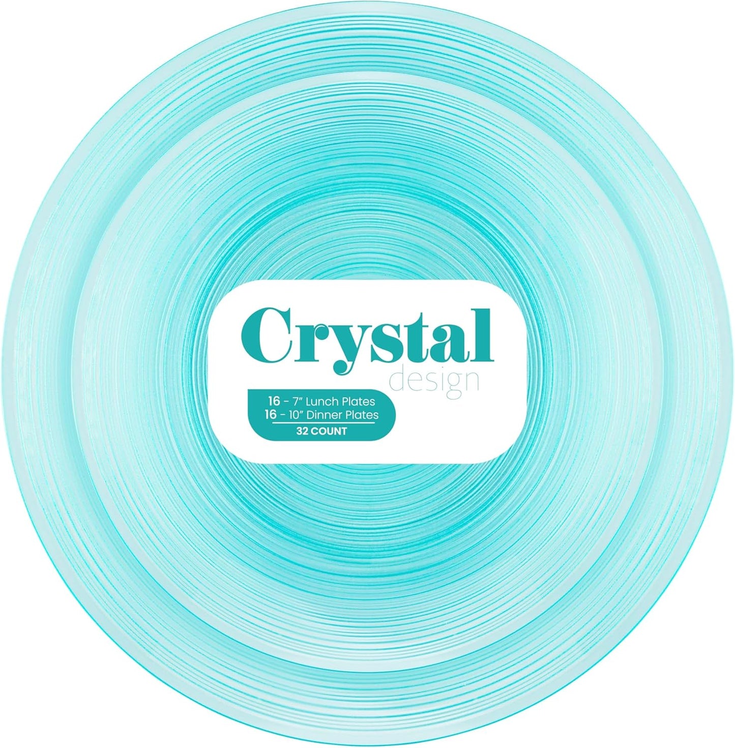 Elegant 64 Pieces Crystal Design Plastic Plates Combo Pack