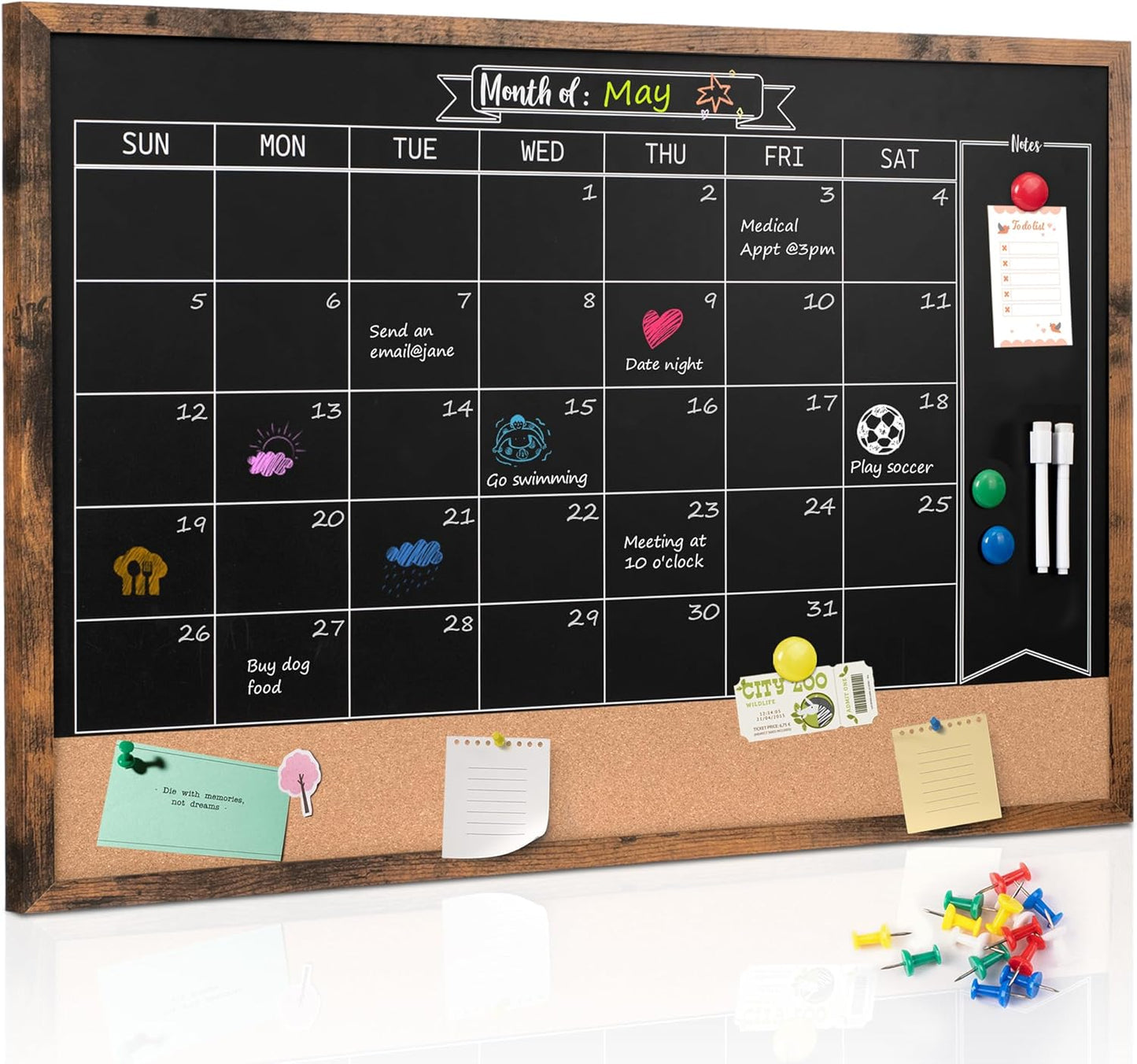 Board2by Monthly Chalkboard Calendar & Cork Board Combo Review
