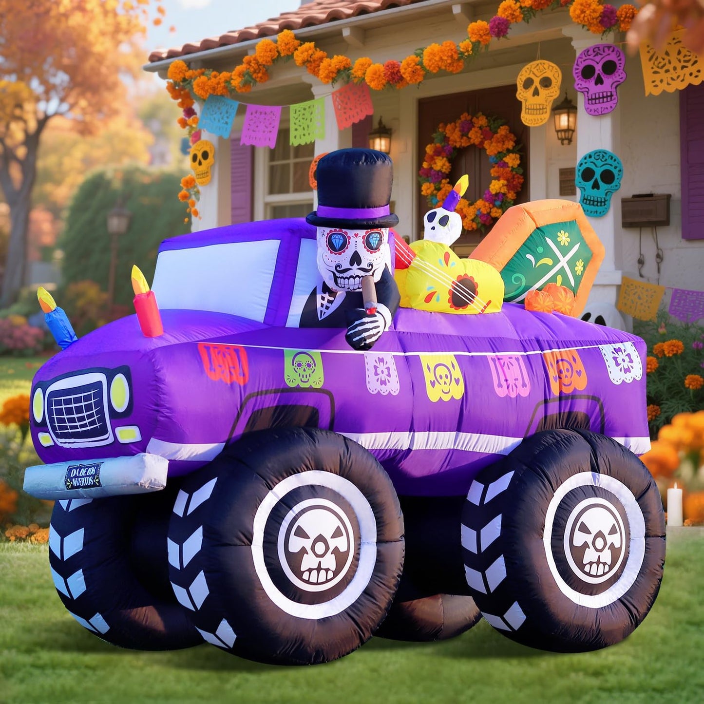7FT Halloween Inflatable Decorations for Dia de Los Muertos Fun