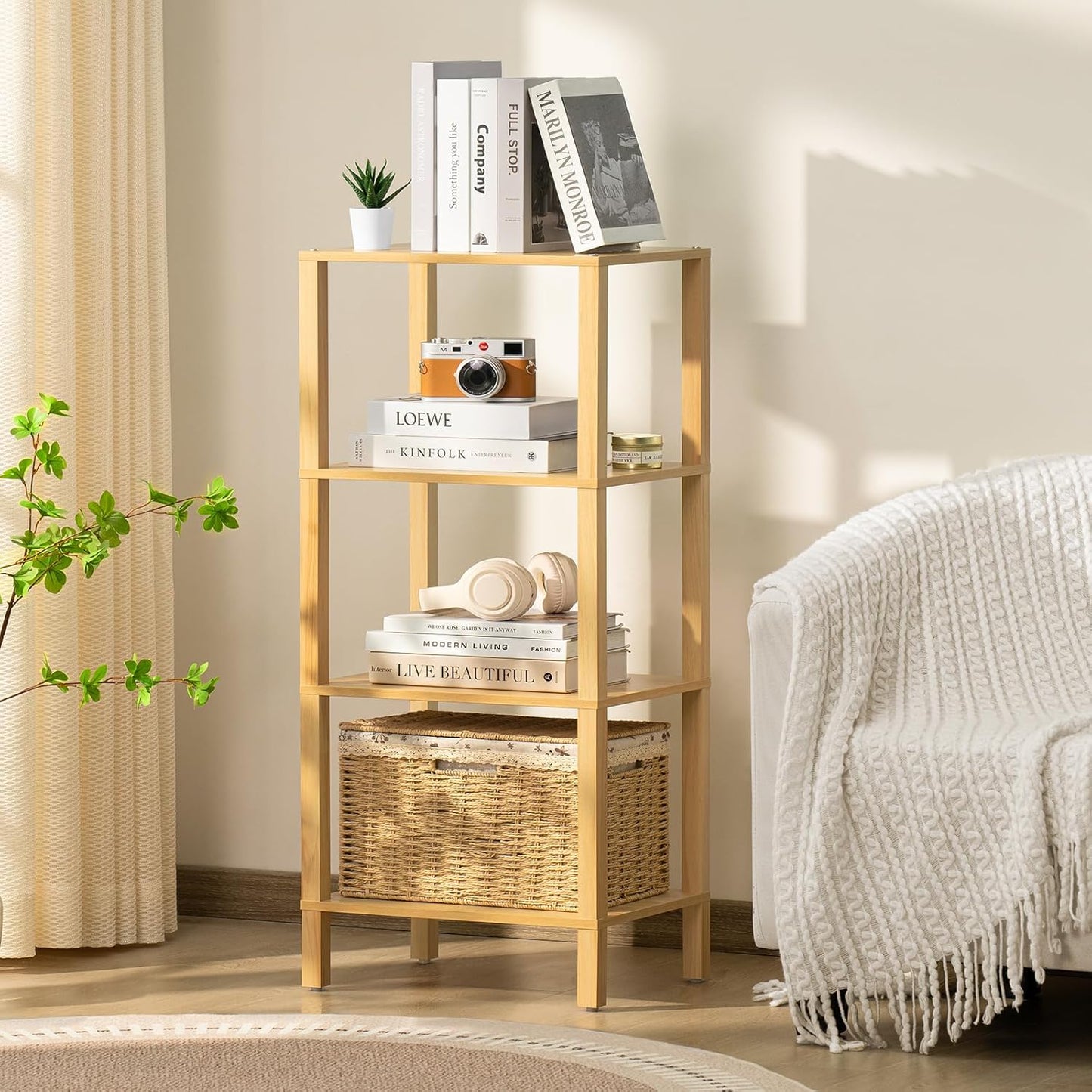 YUFAM 4 Tier Tall Bookshelf - Stylish Storage Solution