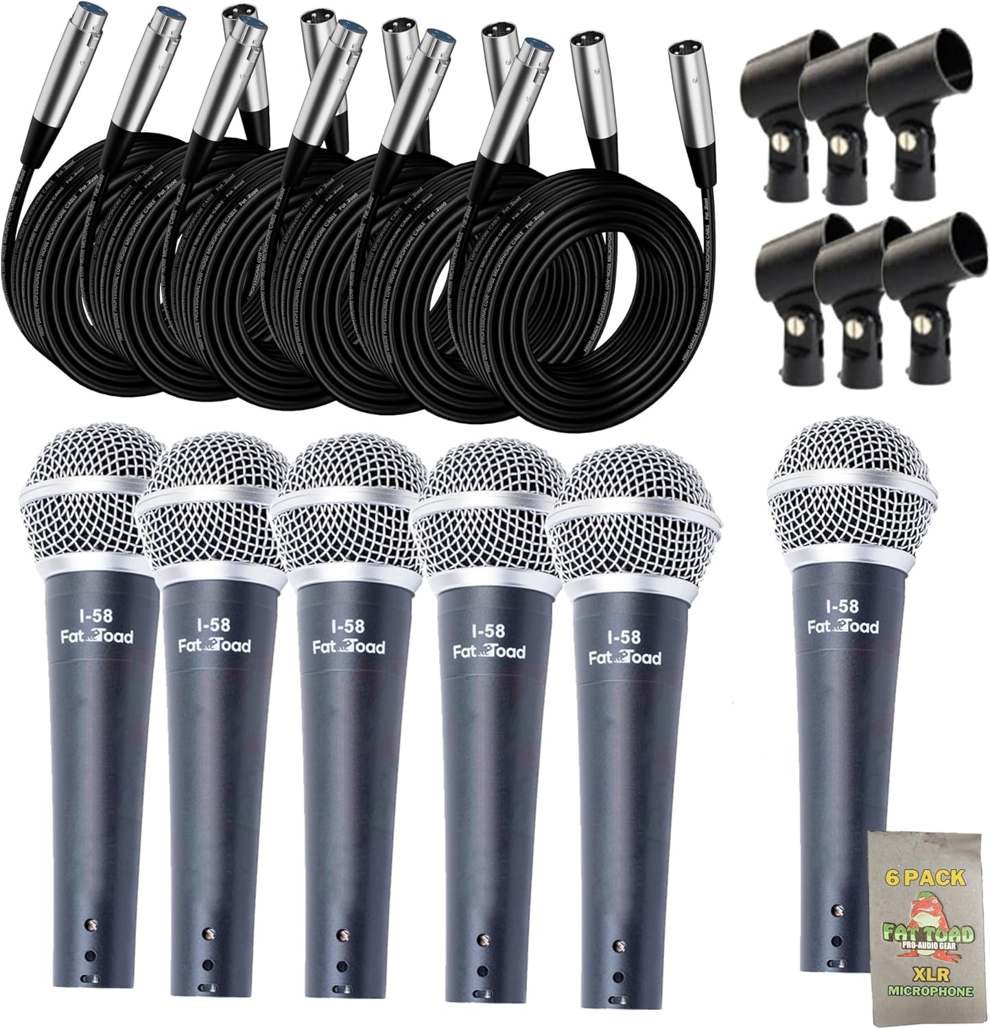 FAT TOAD 6-Pack Dynamic Vocal Mics for Pro Studio & Stage