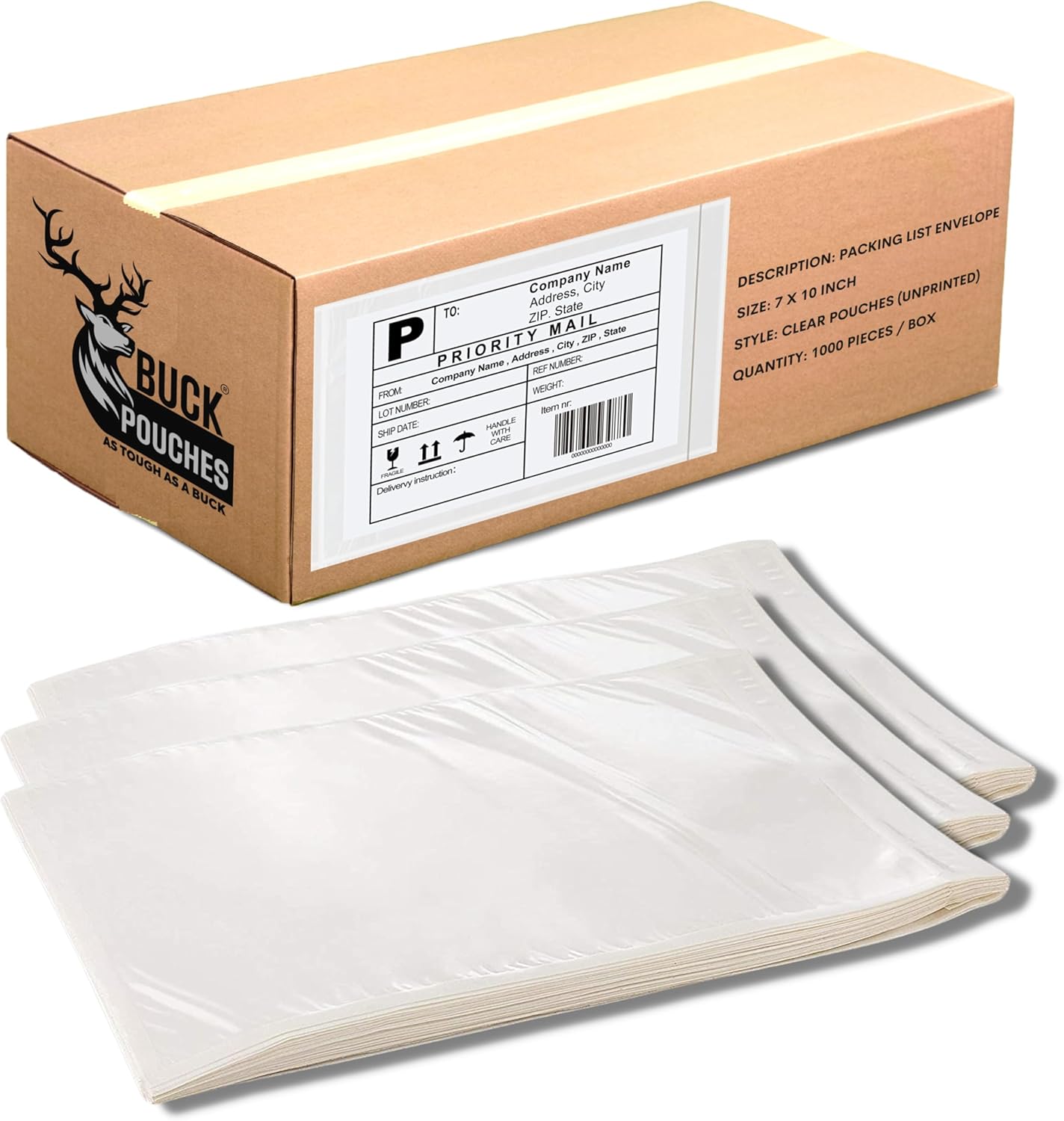 Waterproof Shipping Label Sleeves - Self-Adhesive, Tough Buck Tape
